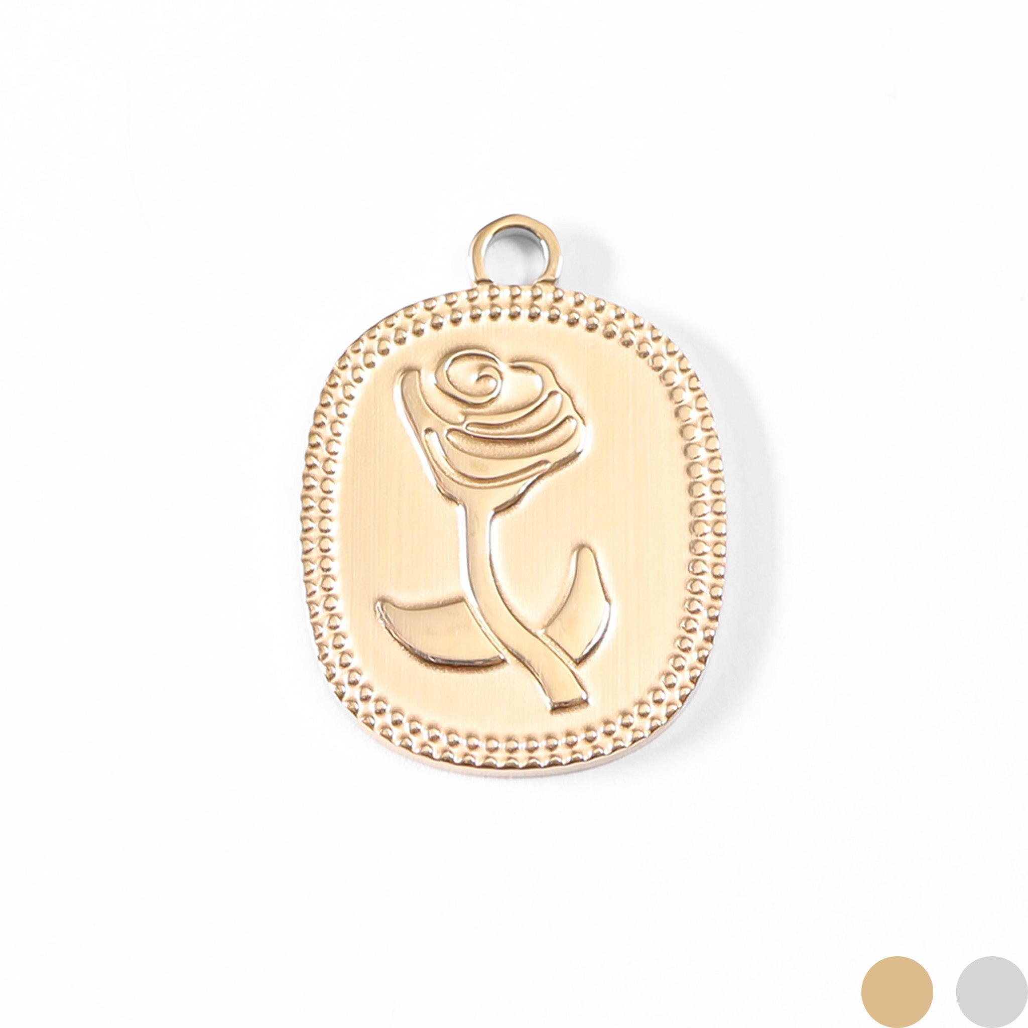 18K Gold PVD Stainless Steel Rectangle Rose Charm / PDL0029、mySite、dreamappss