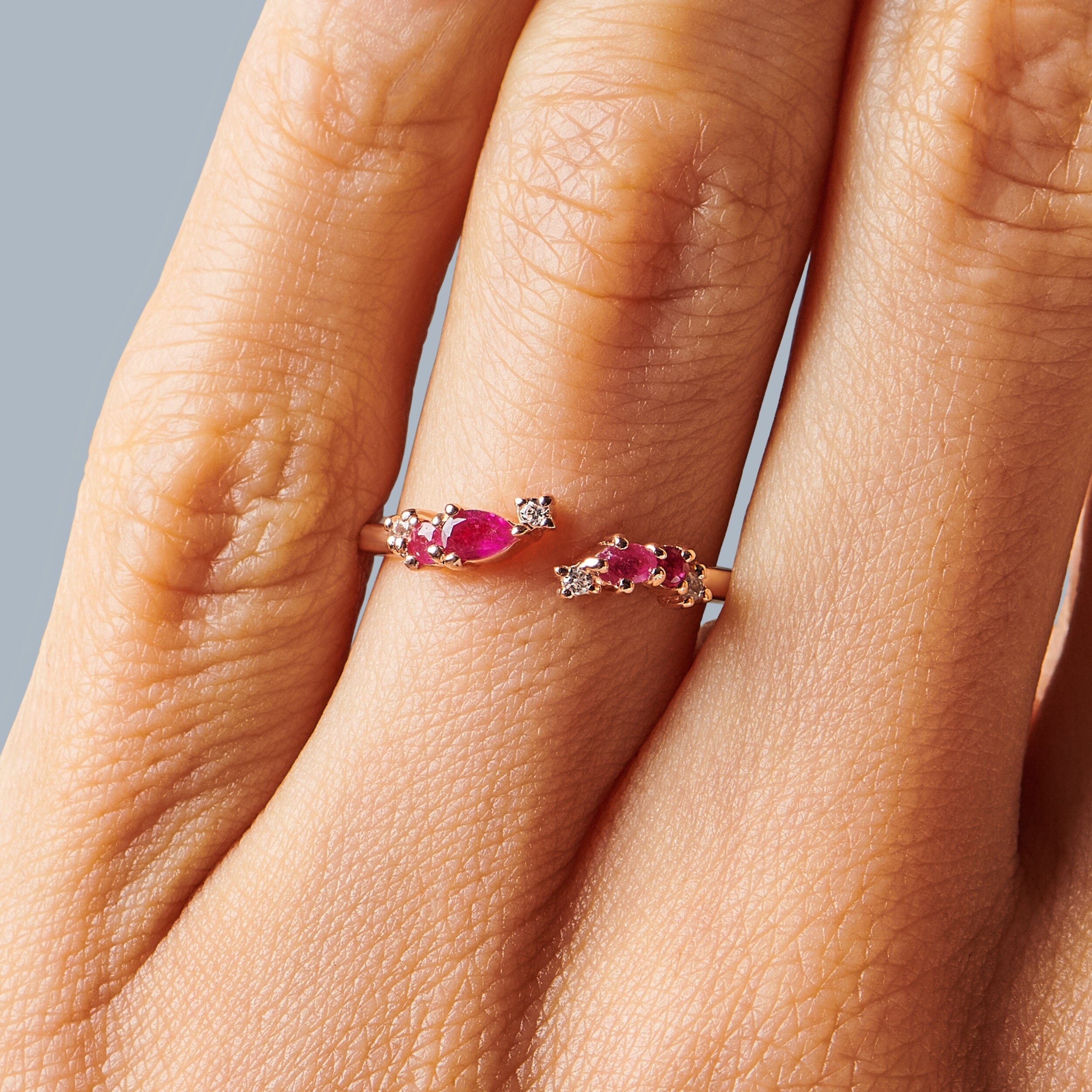 Adjustable Pink Tourmaline Ring Flourish - October Birthstone、mySite、hinf8tx79