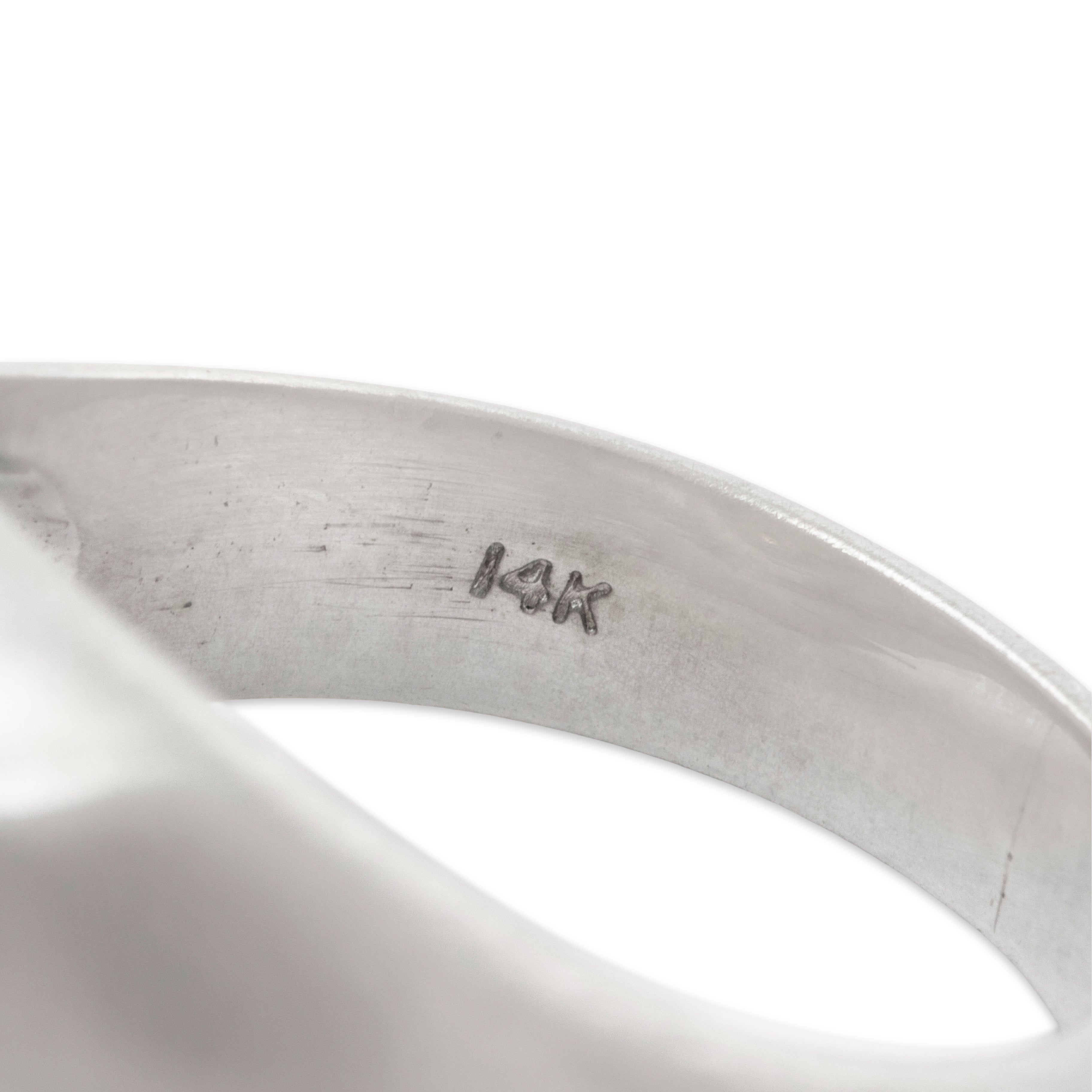 Vintage Heavy 14k White Gold 2.3cttw Citrine Diamond Brushed Bezel Set Ring 8.50、mySite、hinf8tx79