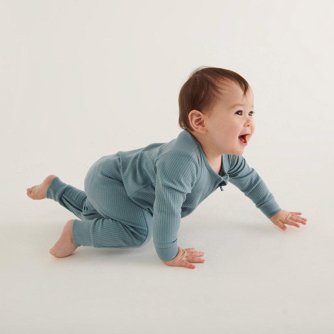  MORI Ribbed Clever Zip Sleepsuit - Blue、mySite、merchandisen