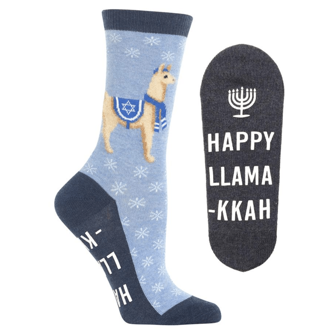 Women's Happy Llamakkah Non Skid Crew Socks、mySite、topwebapps