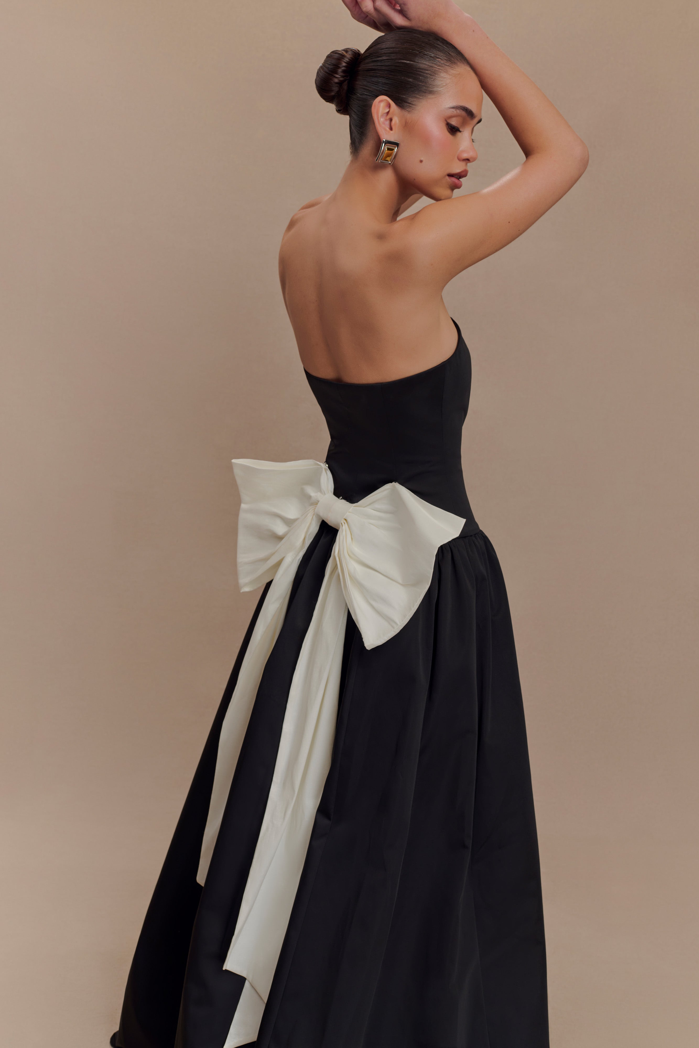 Frances Strapless Bow Maxi Dress - Black、mySite、solidvoid