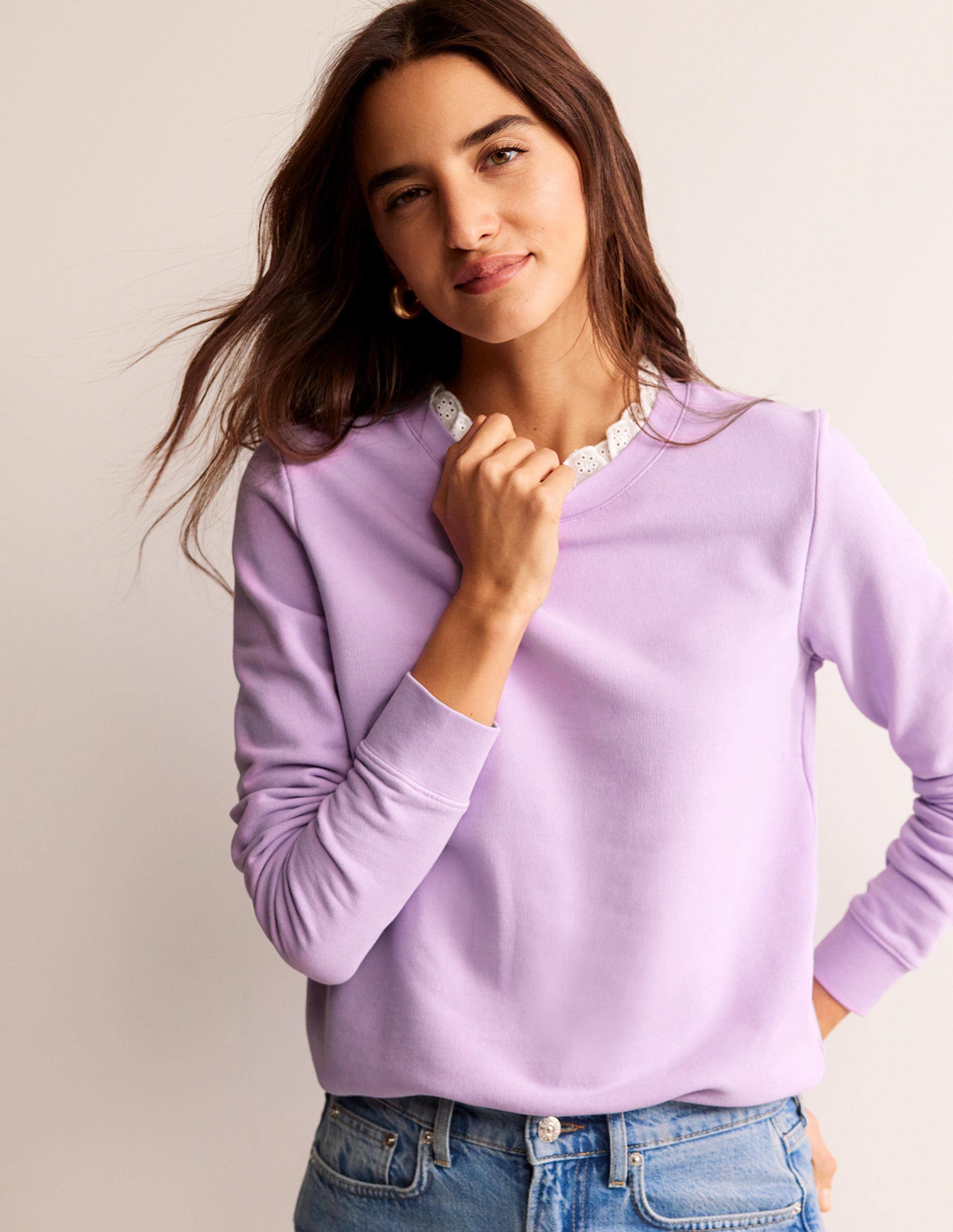  Broderie Trim Sweatshirt-Orchid Bloom、mySite、ashleygrahame