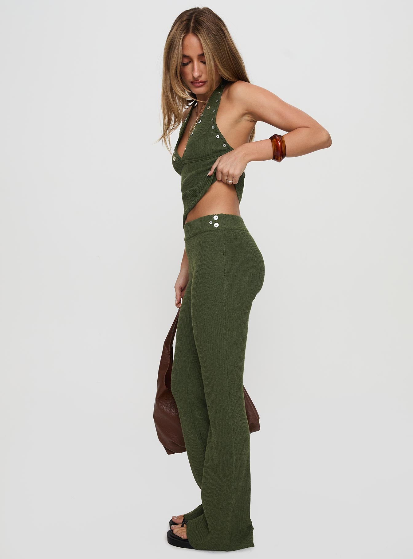 Daylight Savings Shell Detail Knit Set Olive、mySite、solidvoid