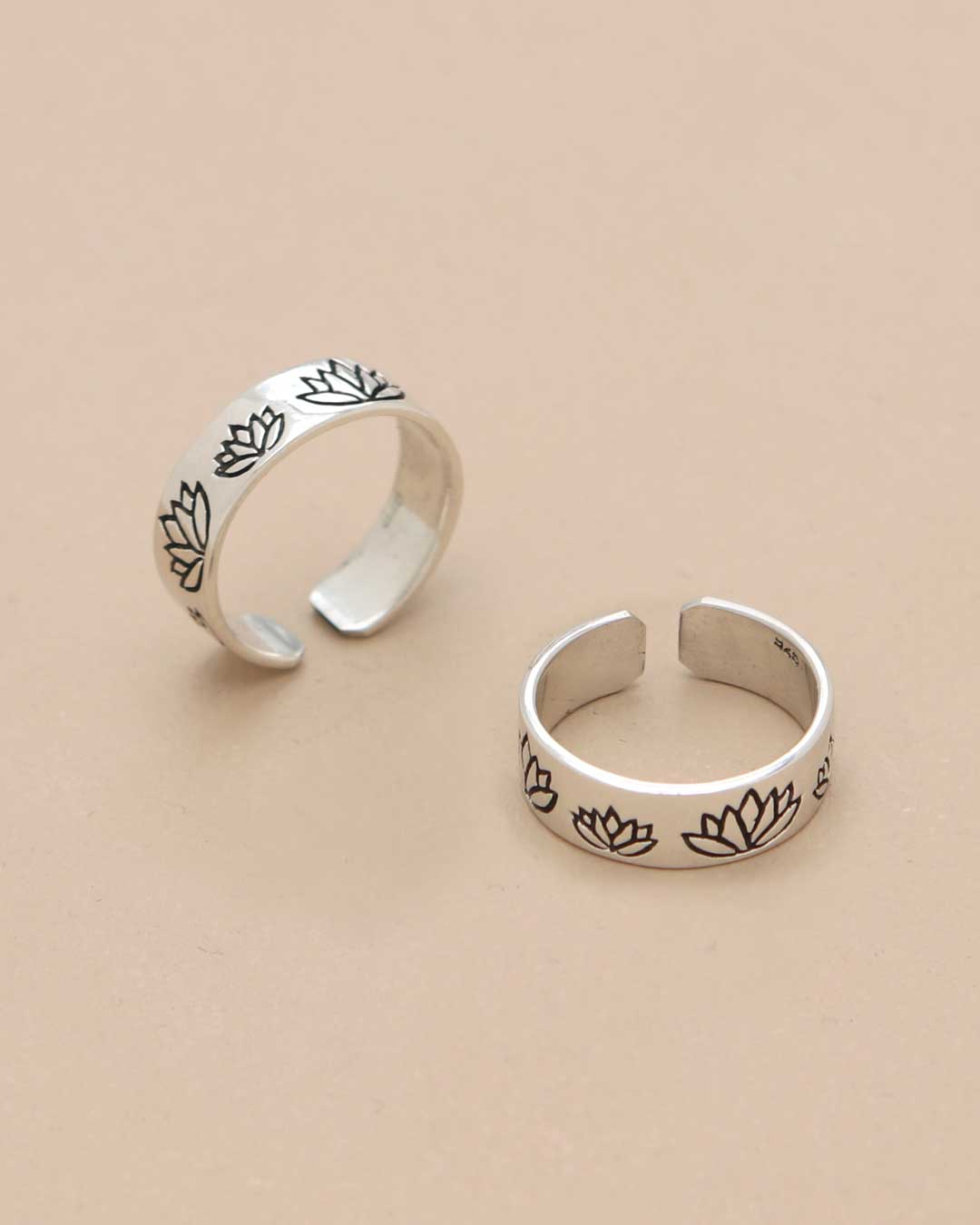 Sterling Silver Engraved Lotus Ring, Adjustable by Buddha Groove、mySite、topwebapps