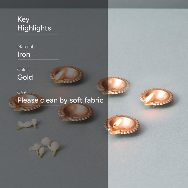 Brass Diya Set | Floral Design | Golden | Set of 6、mySite、camillekostekn