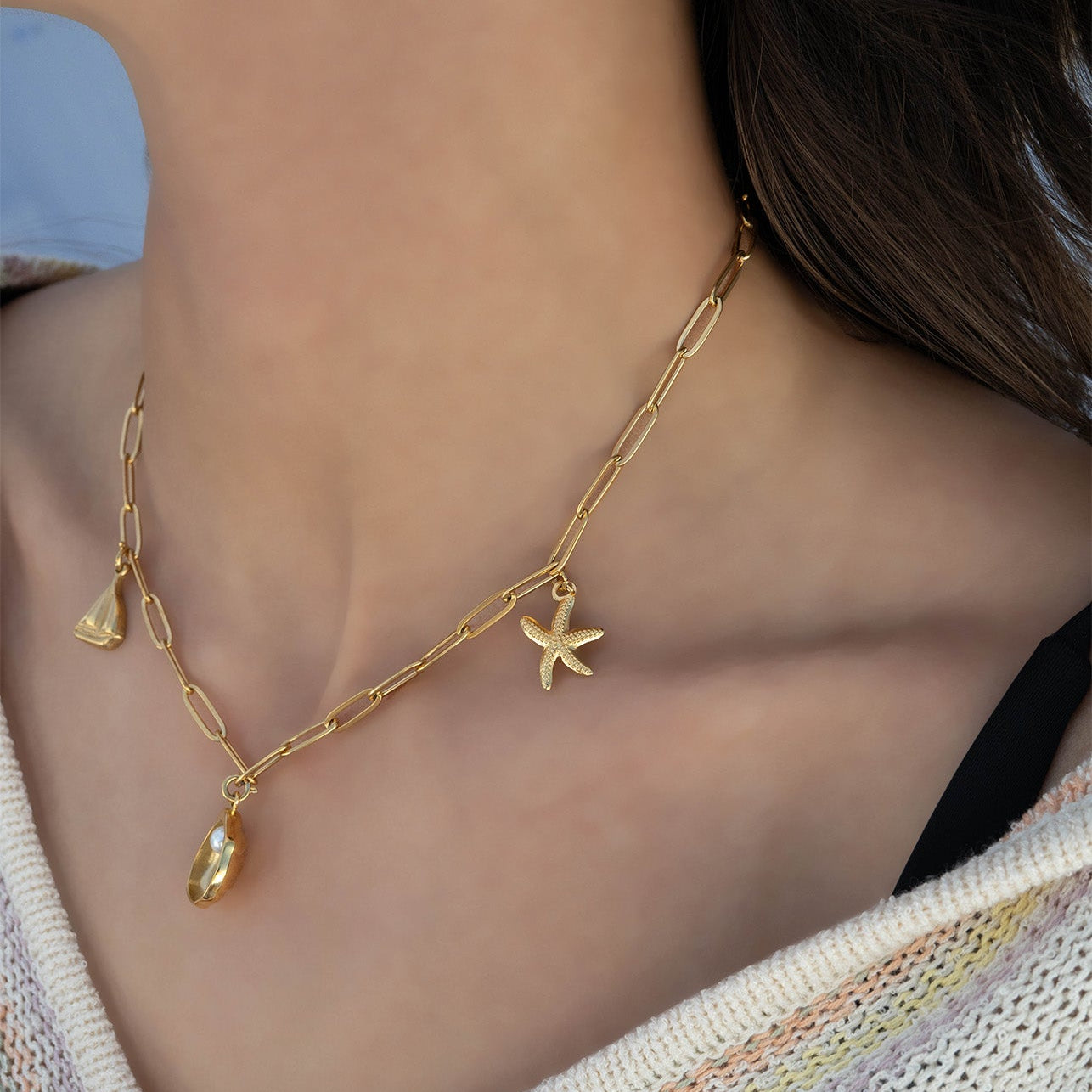 18K Gold PVD Stainless Steel Starfish Charm / PDL0185、mySite、dreamappss