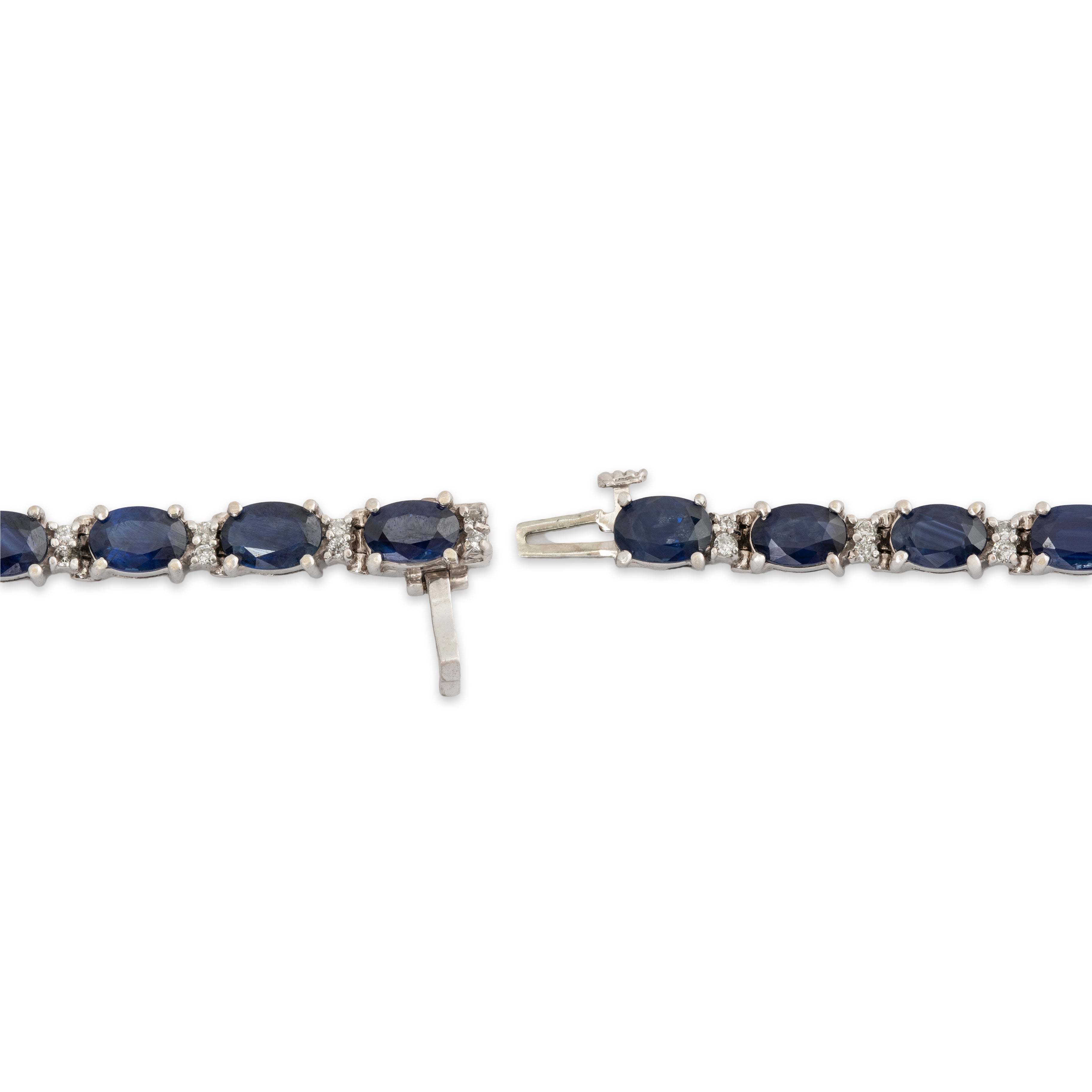 Vintage 14k White Gold 10.5cttw Sapphire .336cttw Diamond Tennis Bracelet 6.75、mySite、hinf8tx79