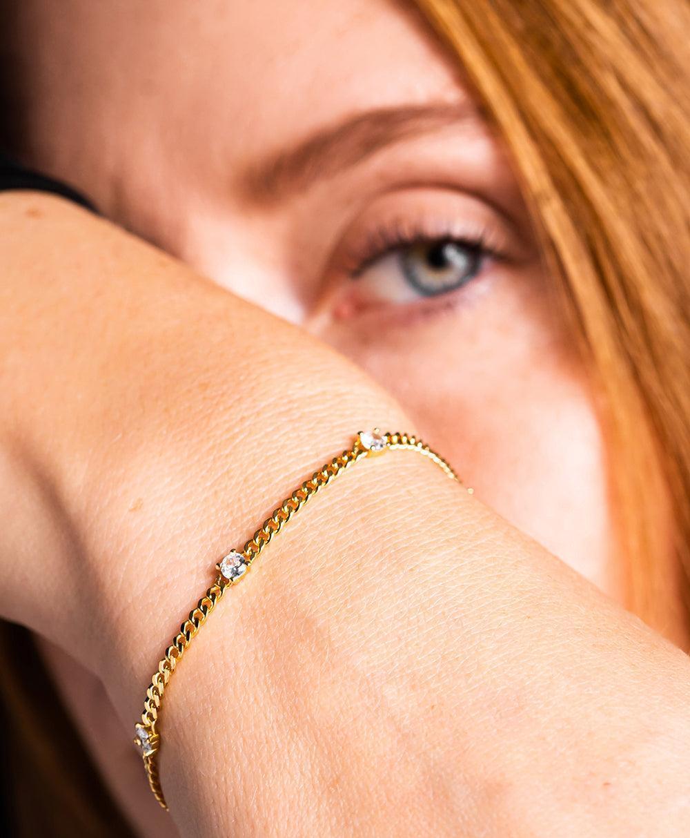  Birthstone Bracelet April 18ct Gold Plated