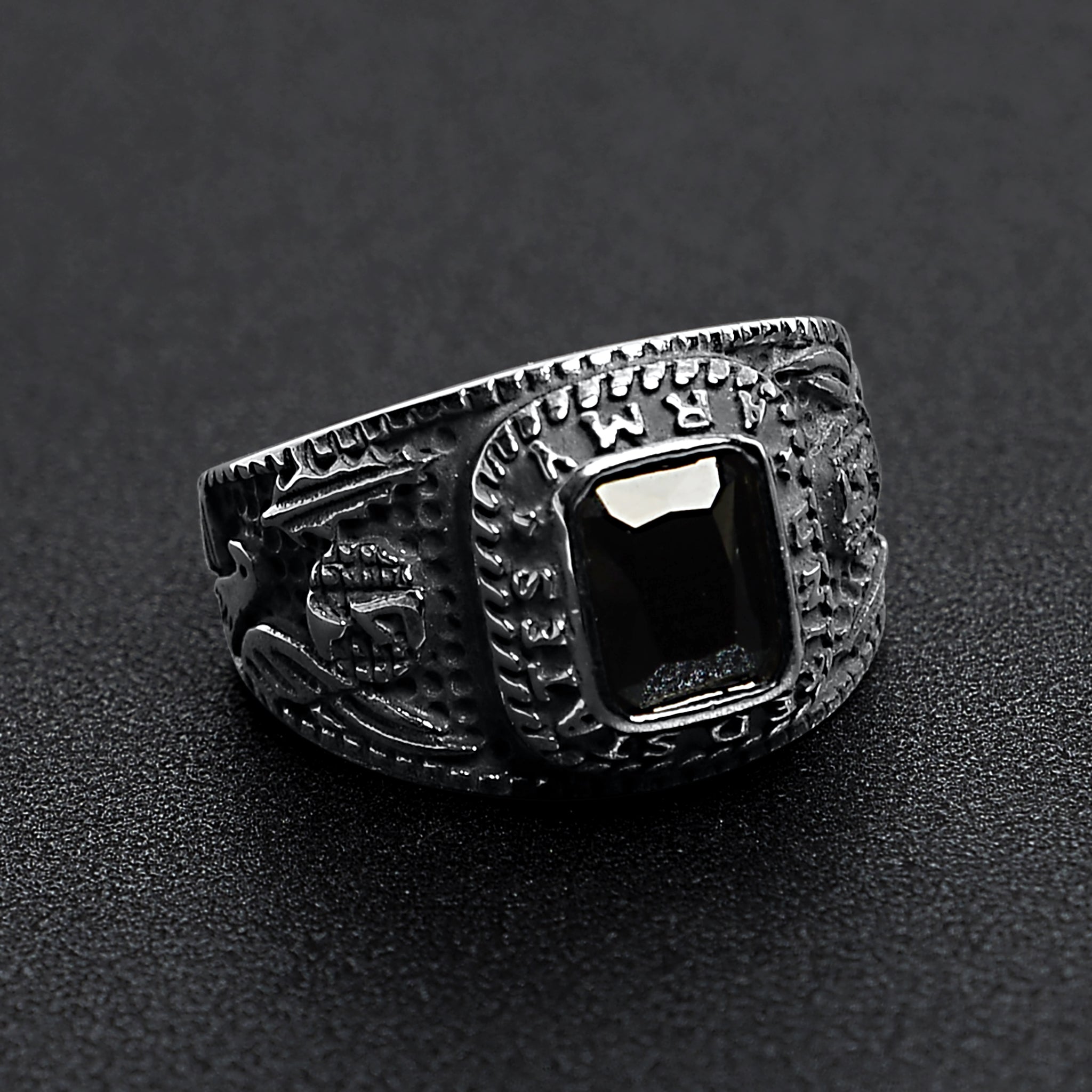 United States Army Stainless Steel With Black Center Stone Women's Ring / MCR4056、mySite、dreamappss