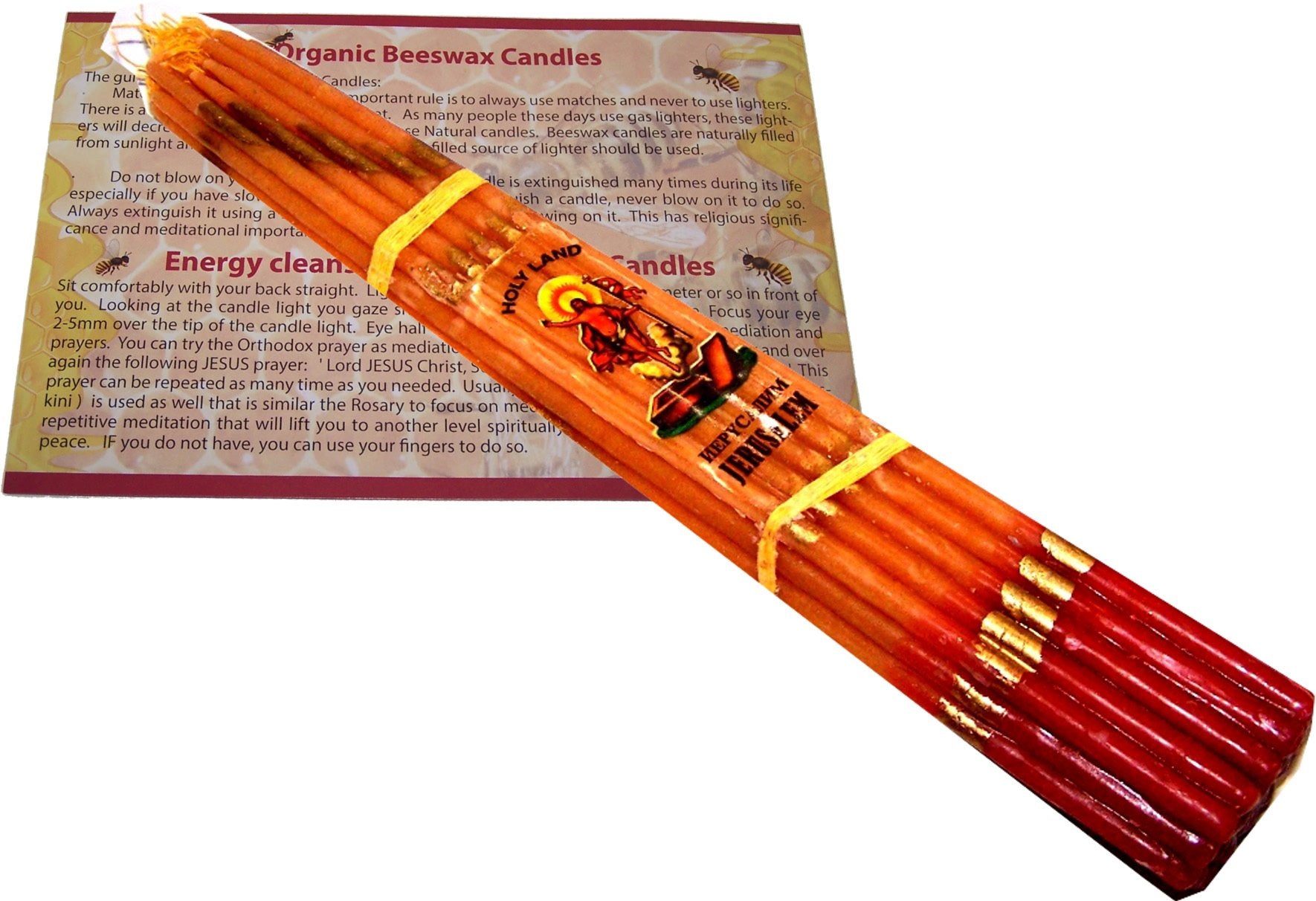  Holy Land Market Beeswax Holy Fire Easter Candles from Jerusalem - 33 Candles - Honey Color Candles、mySite、elrpsem3k