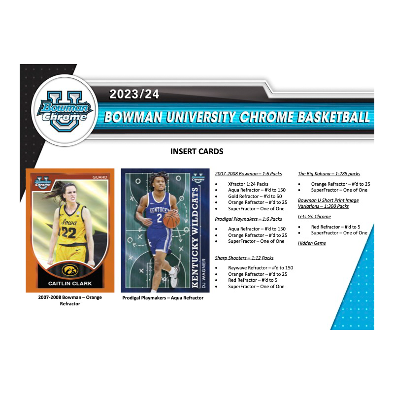 2023/24 Bowman University Chrome Basketball Hobby Box、mySite、waistdrama