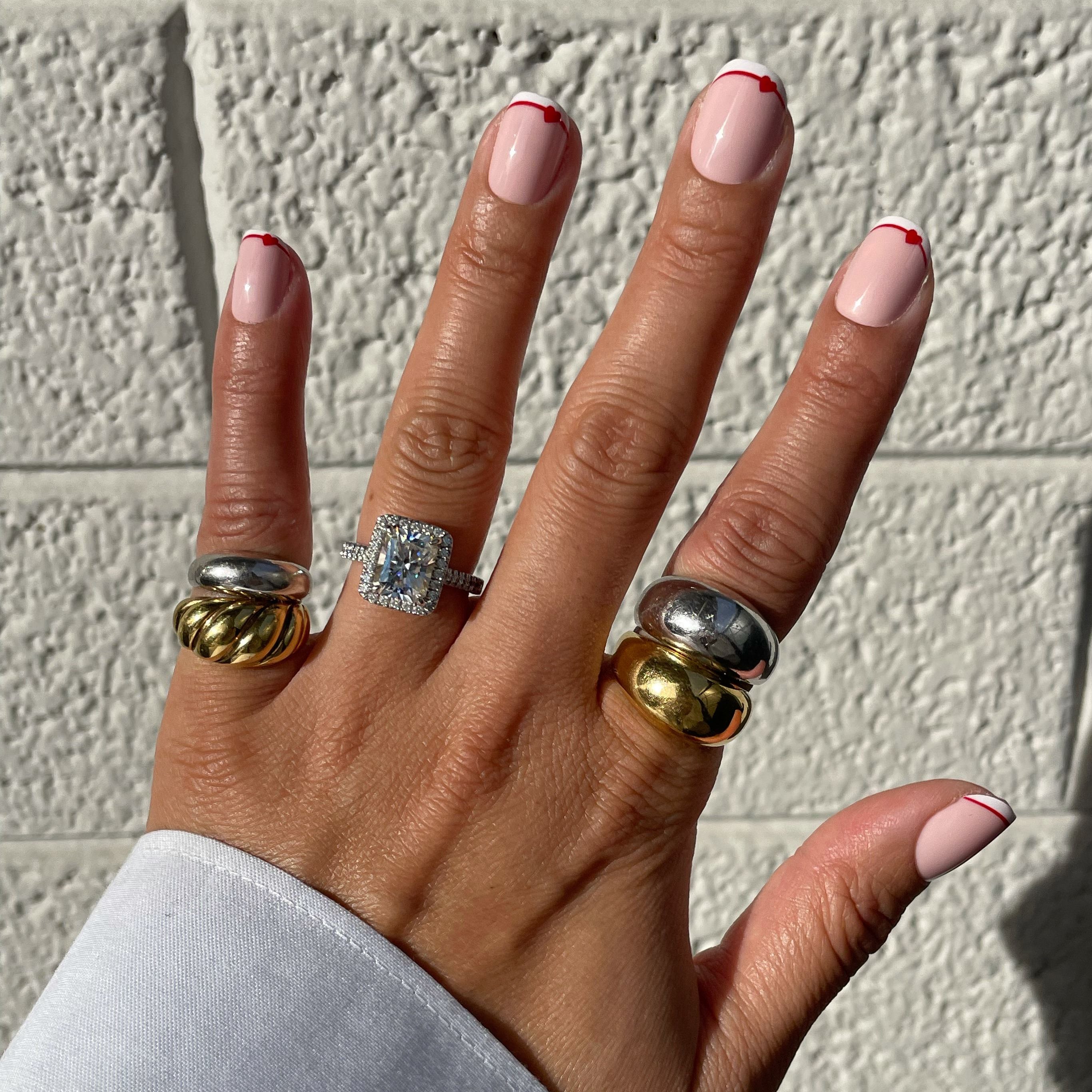 Classic French with CV Heart - Squoval | Extra Short、mySite、solidvoid