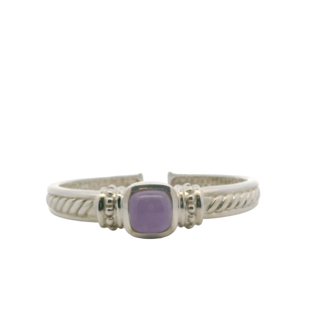 Estate Sterling Silver Dyed Lavender Jade Cuff Bracelet、mySite、botmansion