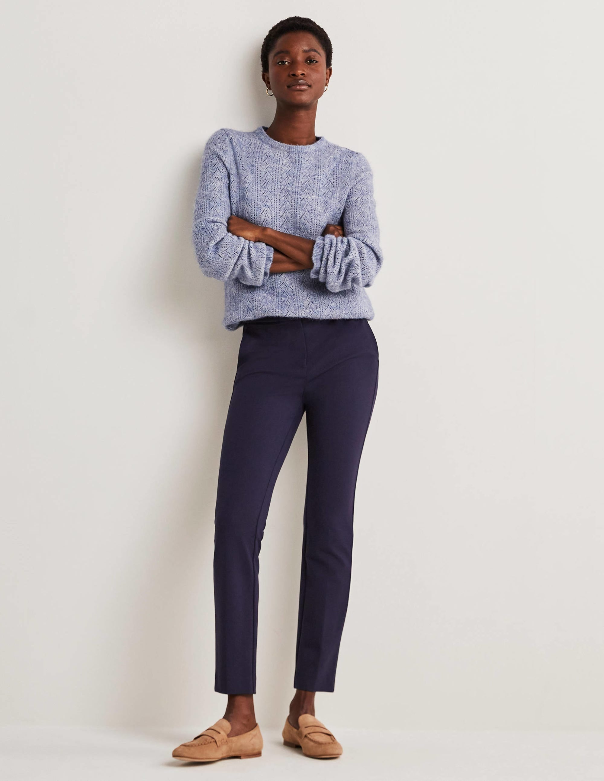  Hampshire 7/8 Ponte Trousers-Navy、mySite、ashleygrahame