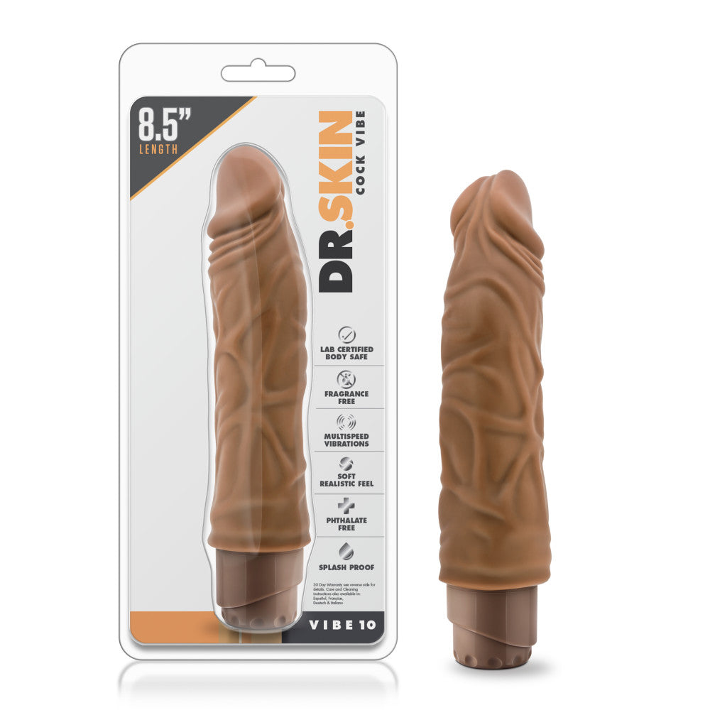 Dr. Skin By Blush® | Cock Vibe 10 Realistic Mocha 8.8-Inch Long Vibrating Dildo、mySite、bottomscart