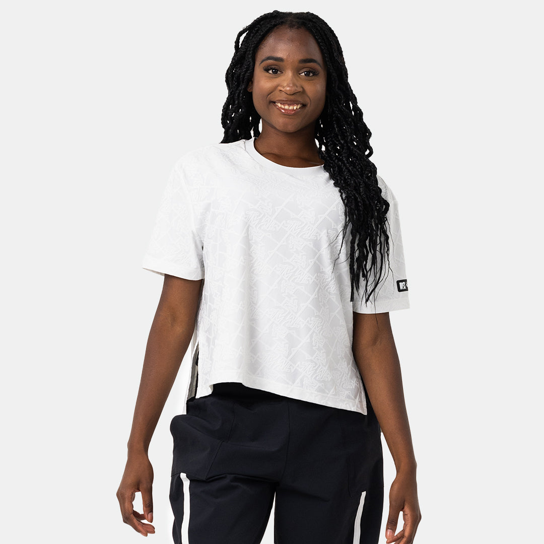 MTV WOMEN'S PUSH IT JACQUARD BOXY TEE