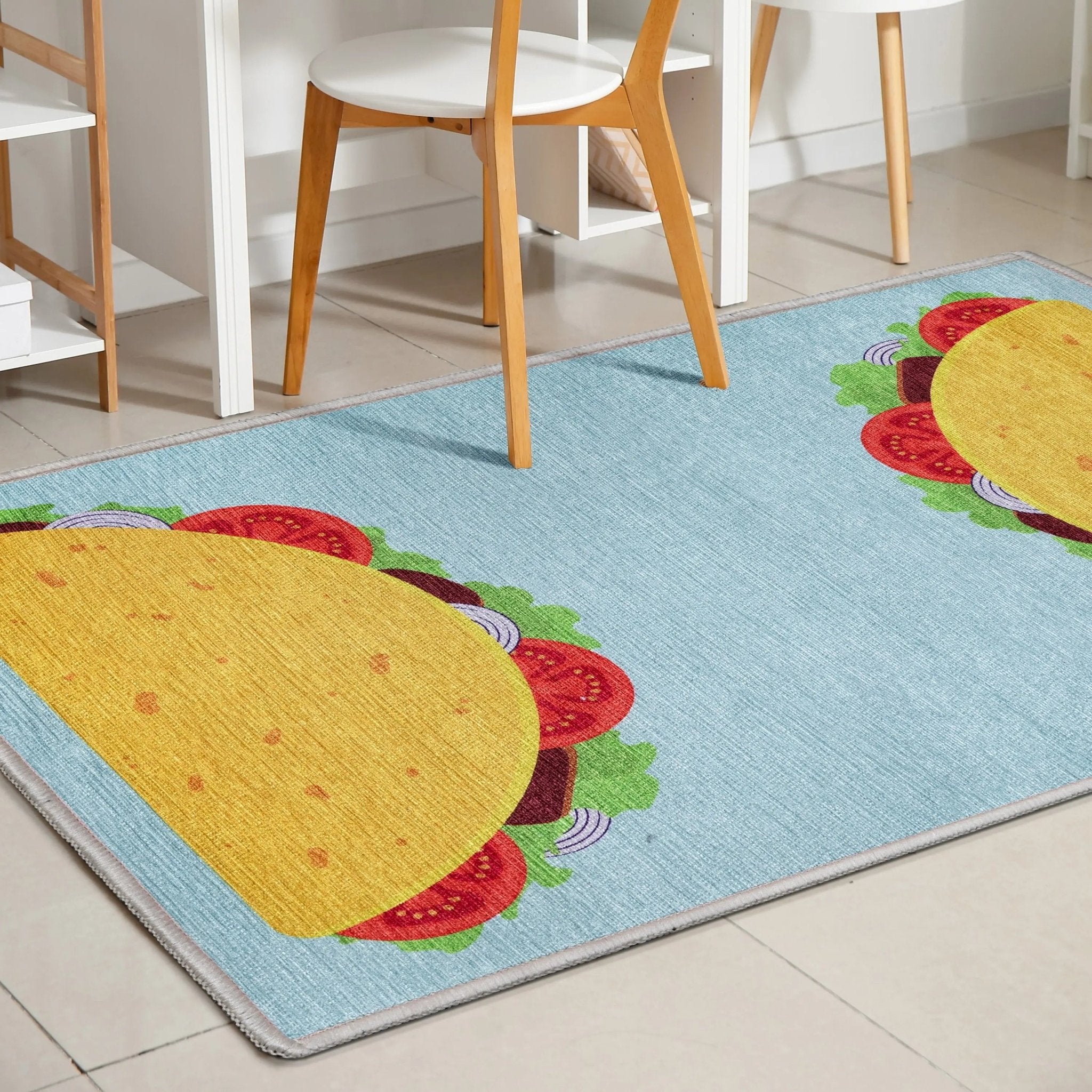Taco Novelty Multi Blue Flat-Weave Rug、mySite、gigharbornorthrealestate