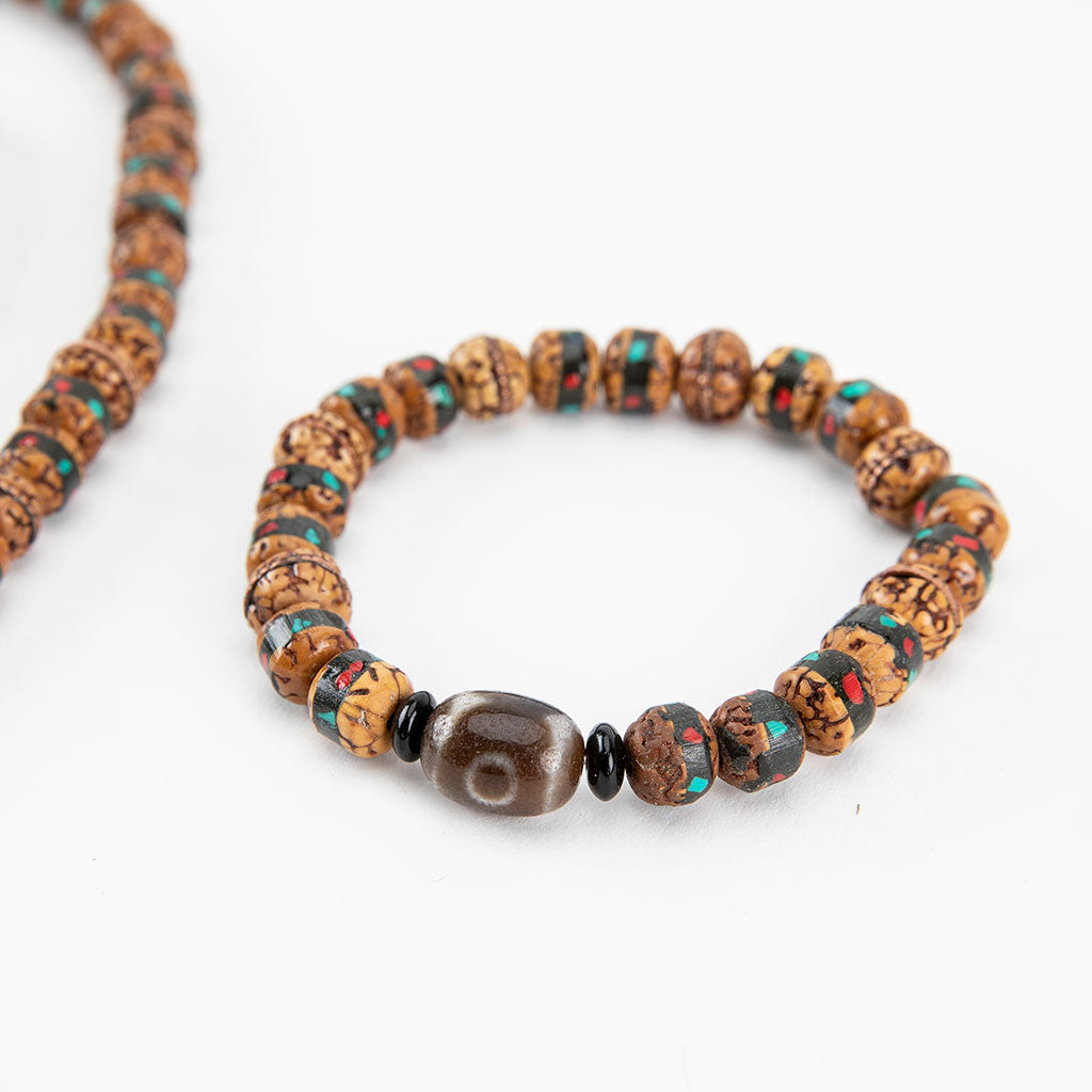 Inlaid Rudraksha Turquoise Mala and Bracelet、mySite、topwebapps