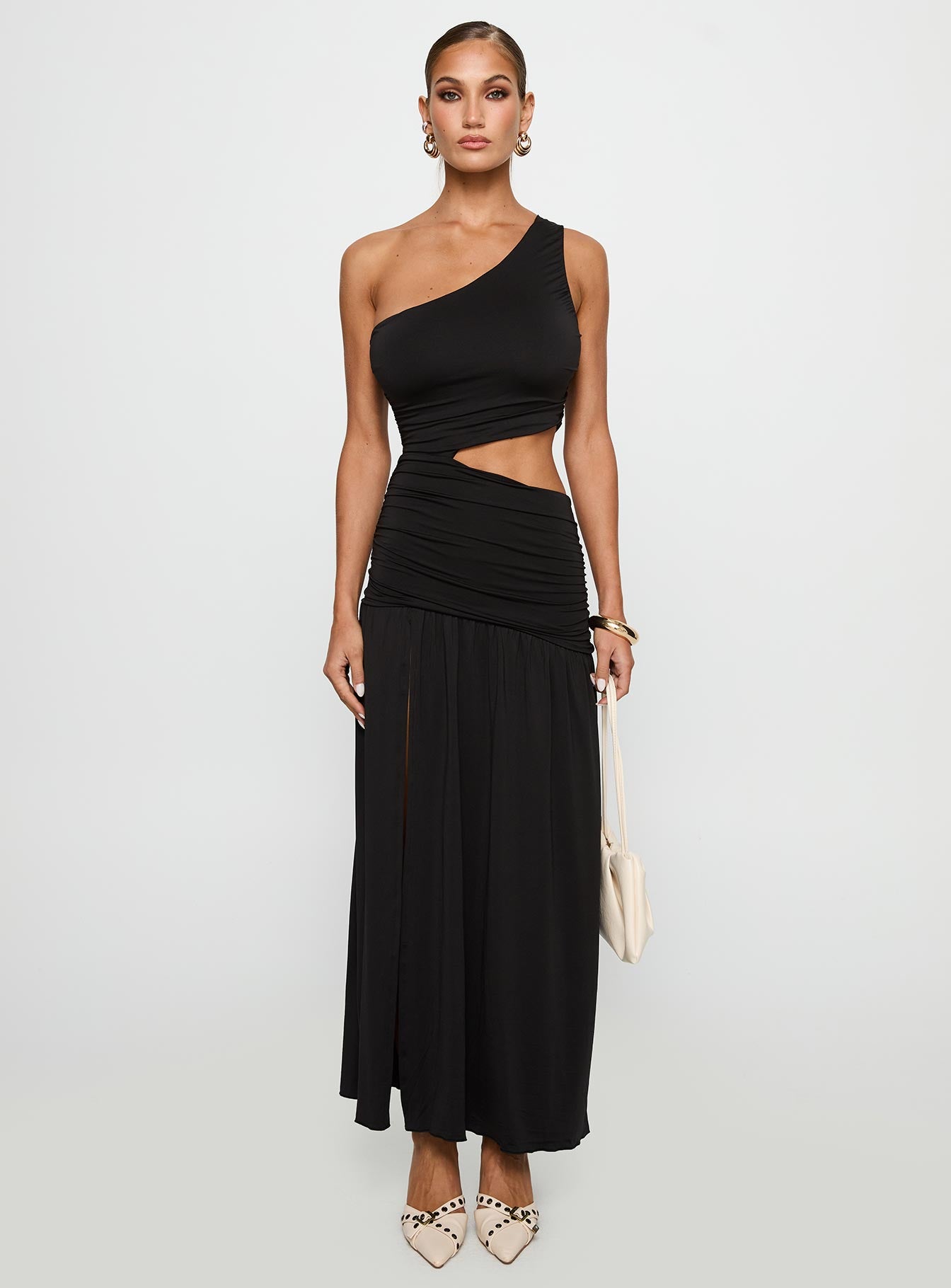 Magnetize Ruched Maxi Dress Black、mySite、solidvoid