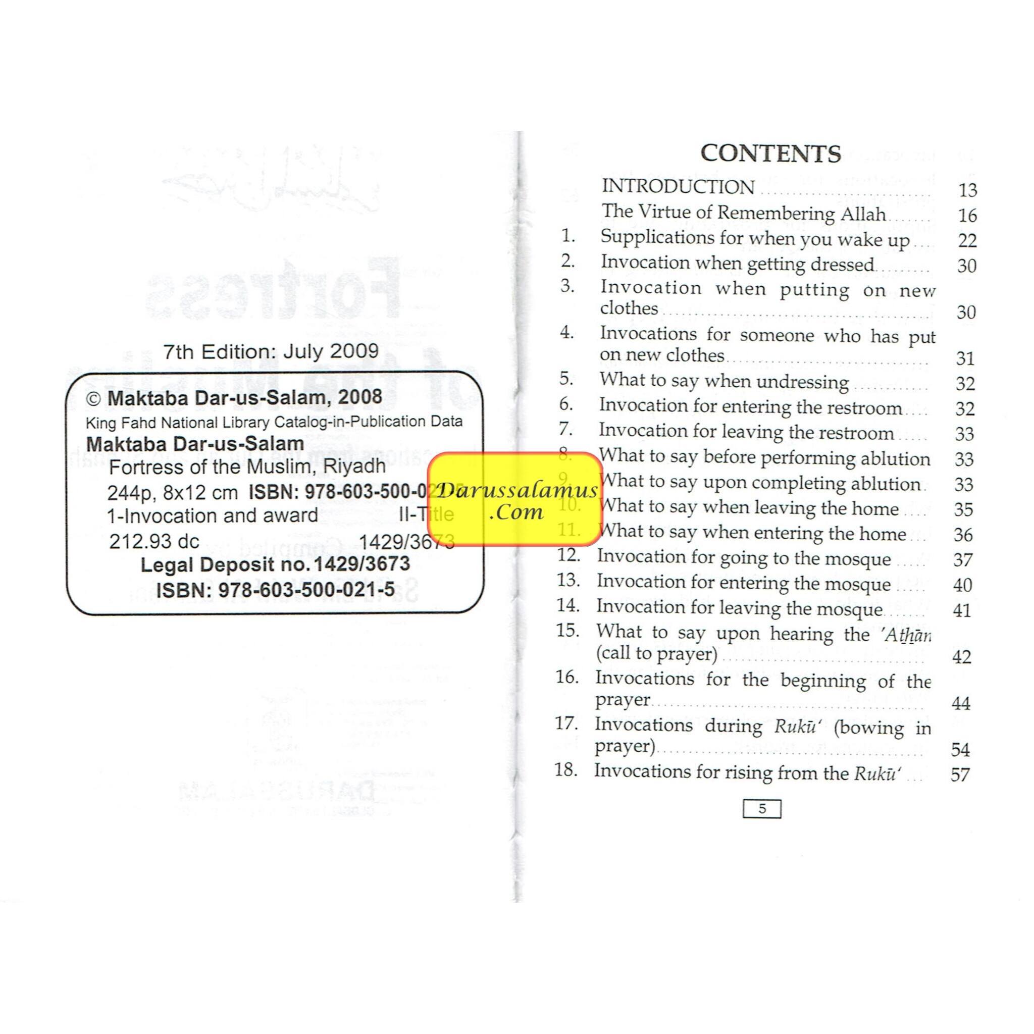 Fortress of The Muslim (Pocket size PB) By Sa'id bin Ali bin Wahaf Al-Qahtani、mySite、topwebapps