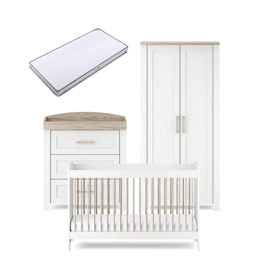  Silver Cross Valencia 3 Piece Nursery Set (Cot Bed, Dresser & Wardrobe) - Ash White、mySite、merchandisen