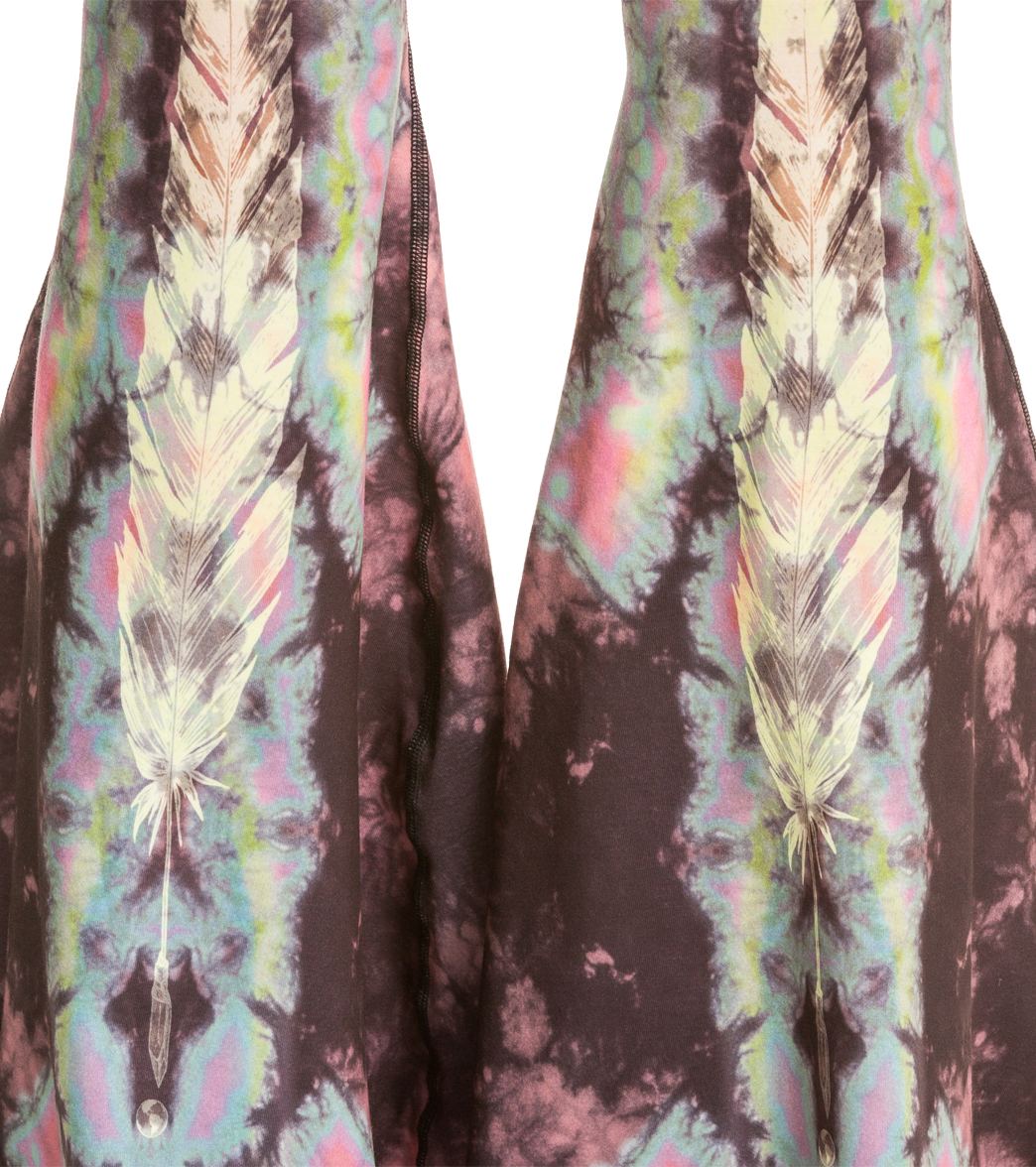 Teeki Eagle Feather Pink Bell Bottom Yoga Pants、mySite、noshort