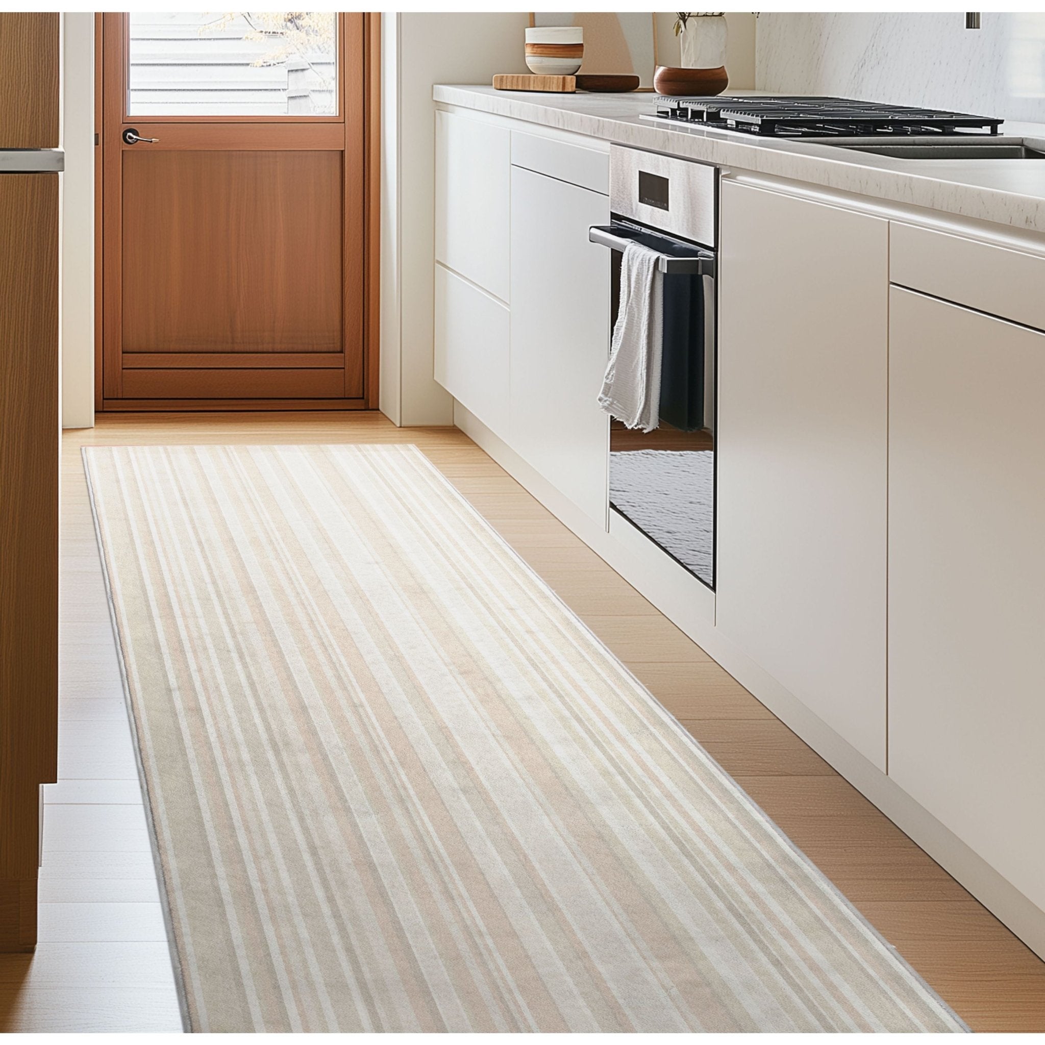 Custom Size Runner Seabreeze Lines Modern Moonlit Ivory Choose Your Width x Choose Your Length Hallway Runner Rug、mySite、gigharbornorthrealestate