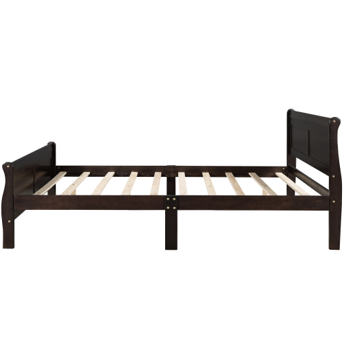 Wood Platform Bed Twin Bed Frame Mattress Foundation Sleigh Bed with Headboard/Footboard/Wood Slat Support、、casual