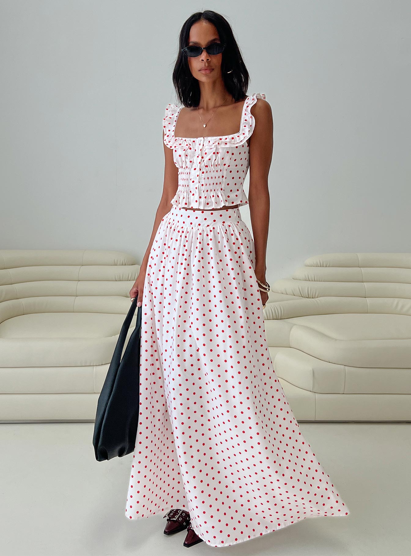 Valerio Maxi Skirt White / Red、mySite、solidvoid