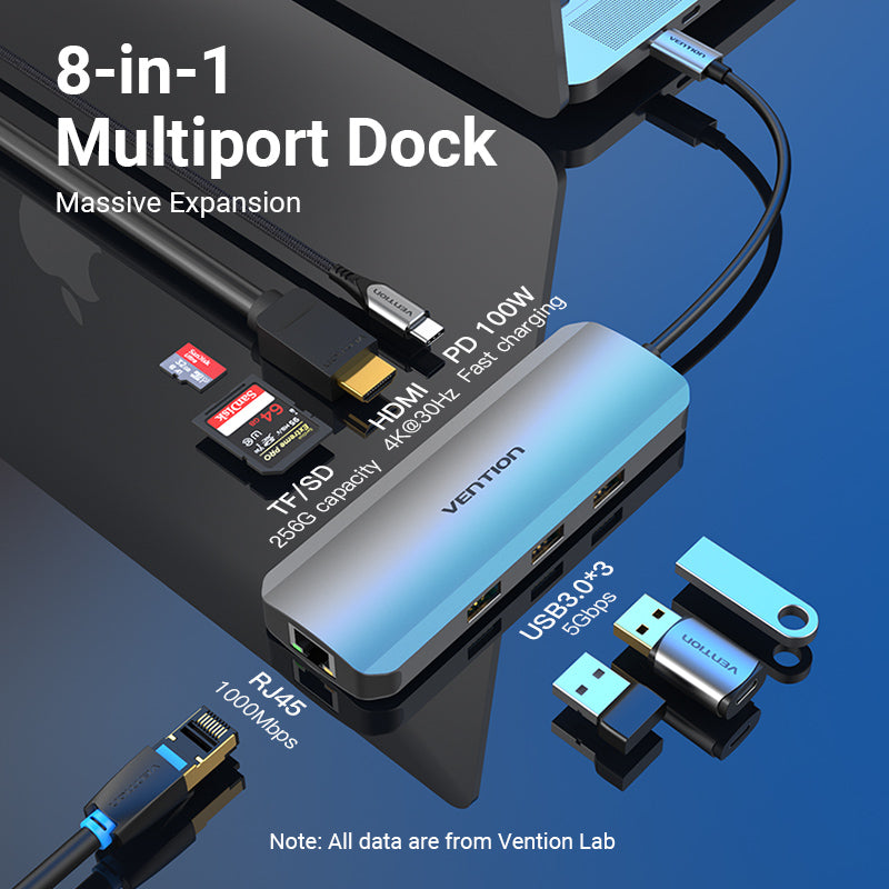 Vention 8-in-1 USB-C Docking Station、mySite、fannypackpong