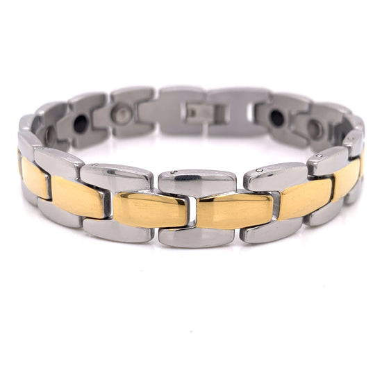 Stainless Steel & Gold PVD Coated Magnetic Bracelet / MBS0021、mySite、dreamappss