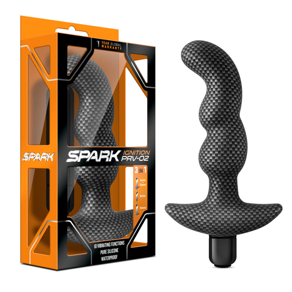 Spark By Blush® | Ignition PRV-02 G-Spot Carbon Fiber 6-Inch Vibrating Anal Plug With Handle、mySite、bottomscart