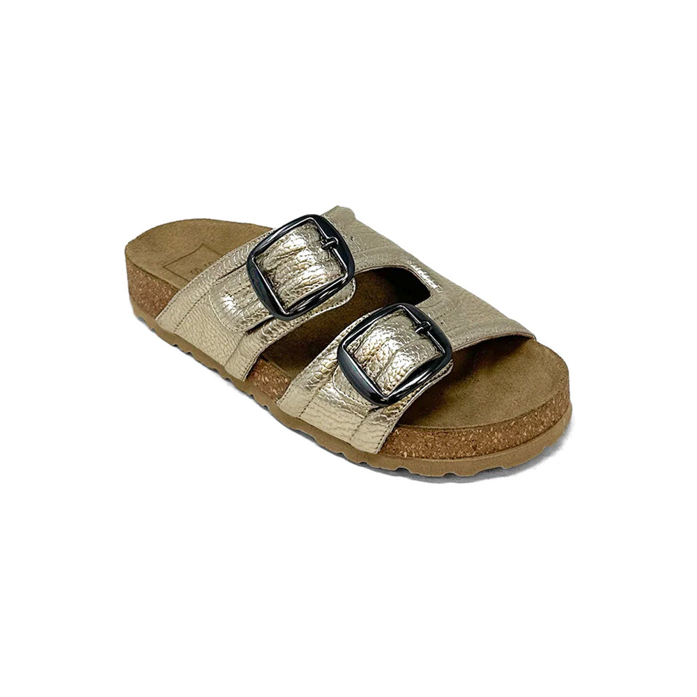 Barbara Metallic Slide Footbed Sandals、mySite、gtrtttuynbv