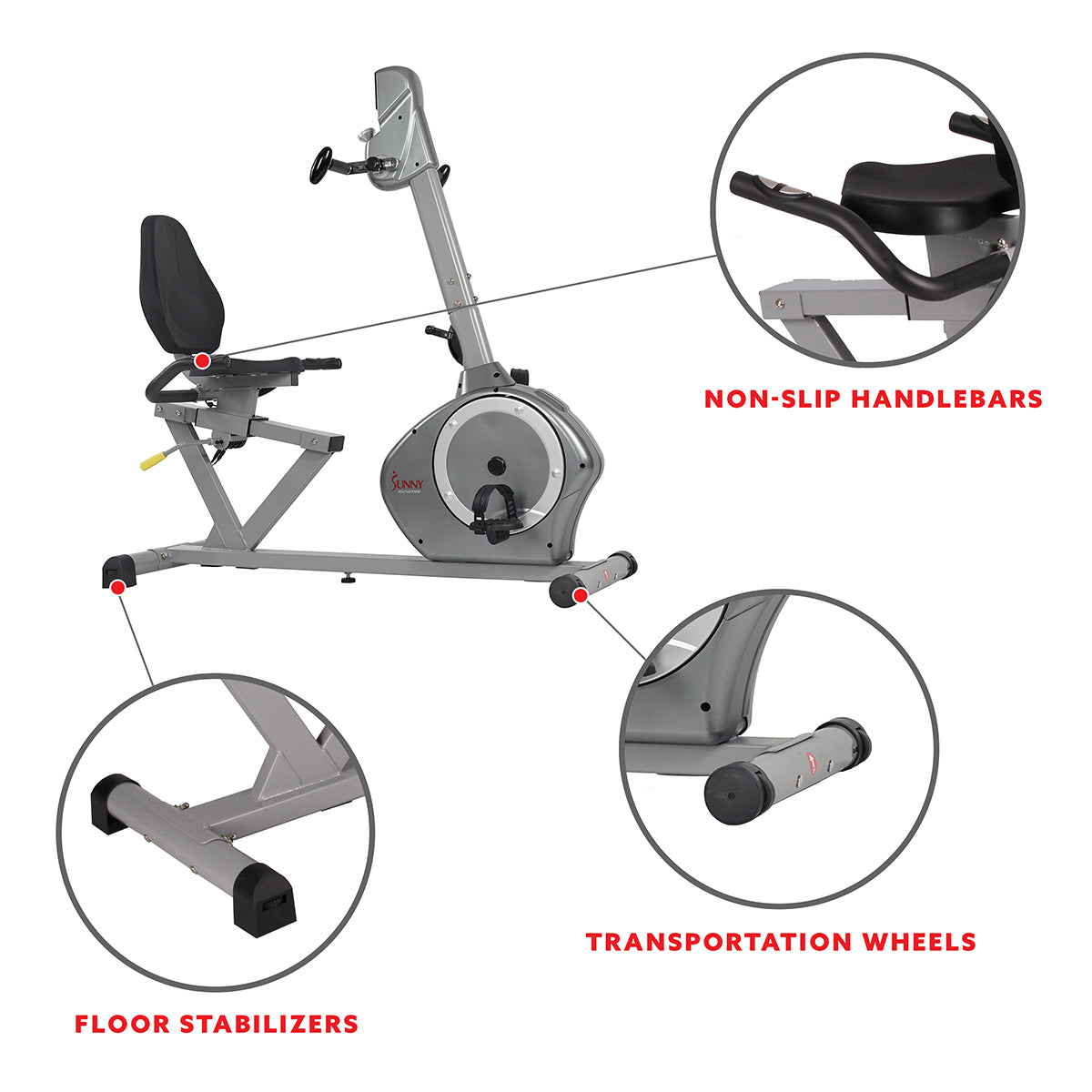  Magnetic Recumbent Exercise Bike with Moving Arms Exerciser w/ 350 LB High Weight Capacity、mySite、ghnorth