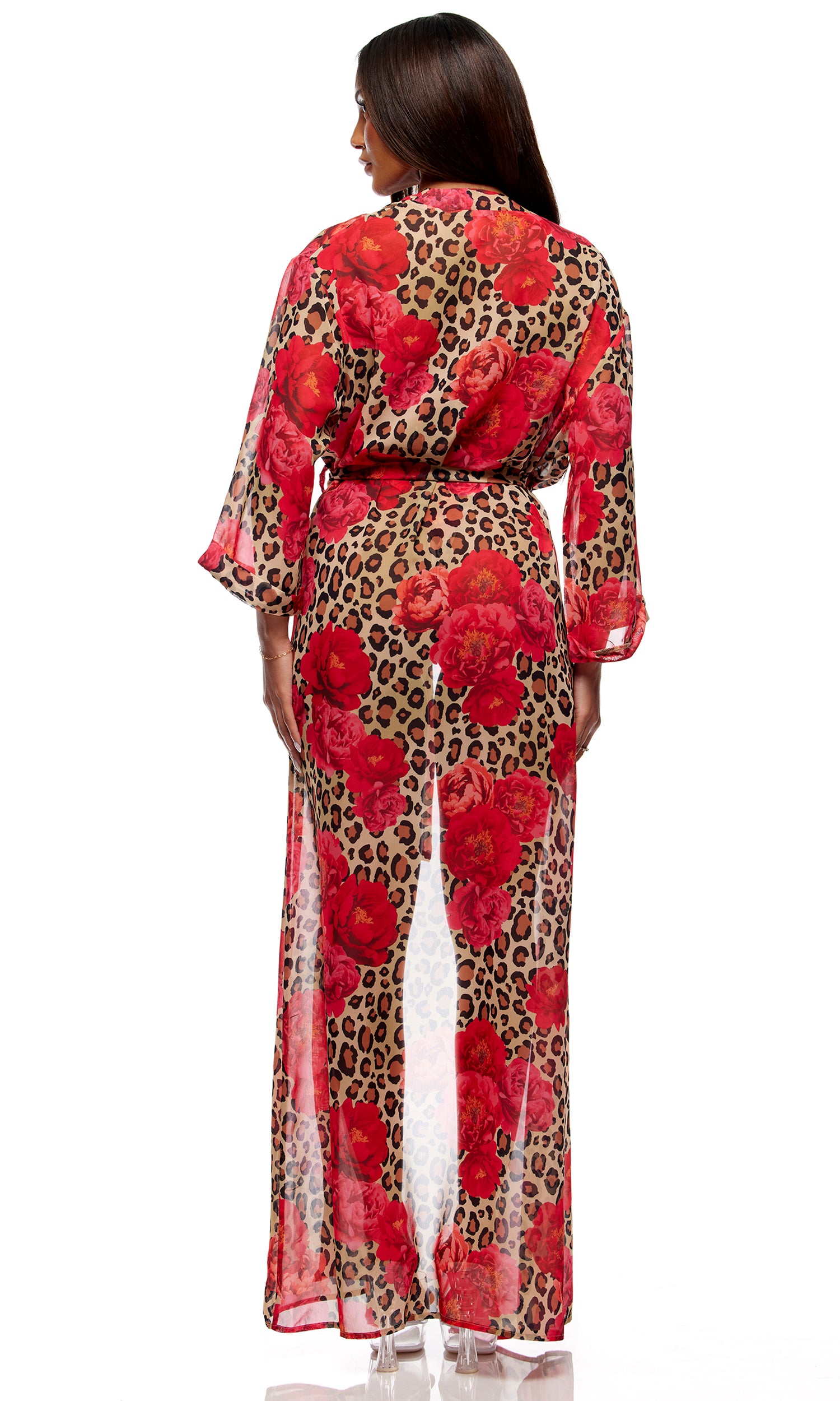 Termoli Mesh Pool Kimono - Cheetah Coral、mySite、bengalsvssteelers