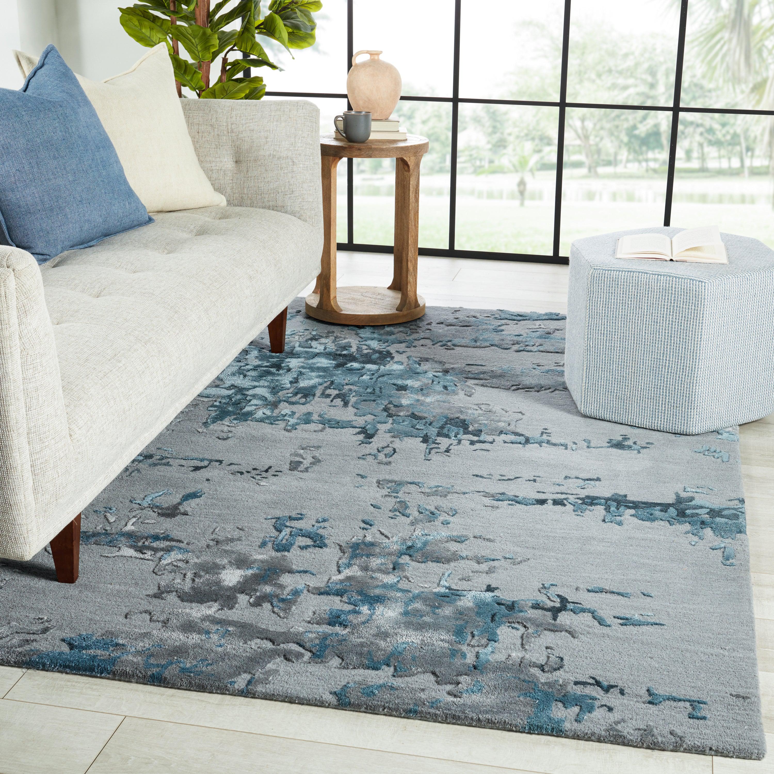Astris Handmade Abstract Blue Light Gray Area Rug、mySite、gigharbornorthrealestate