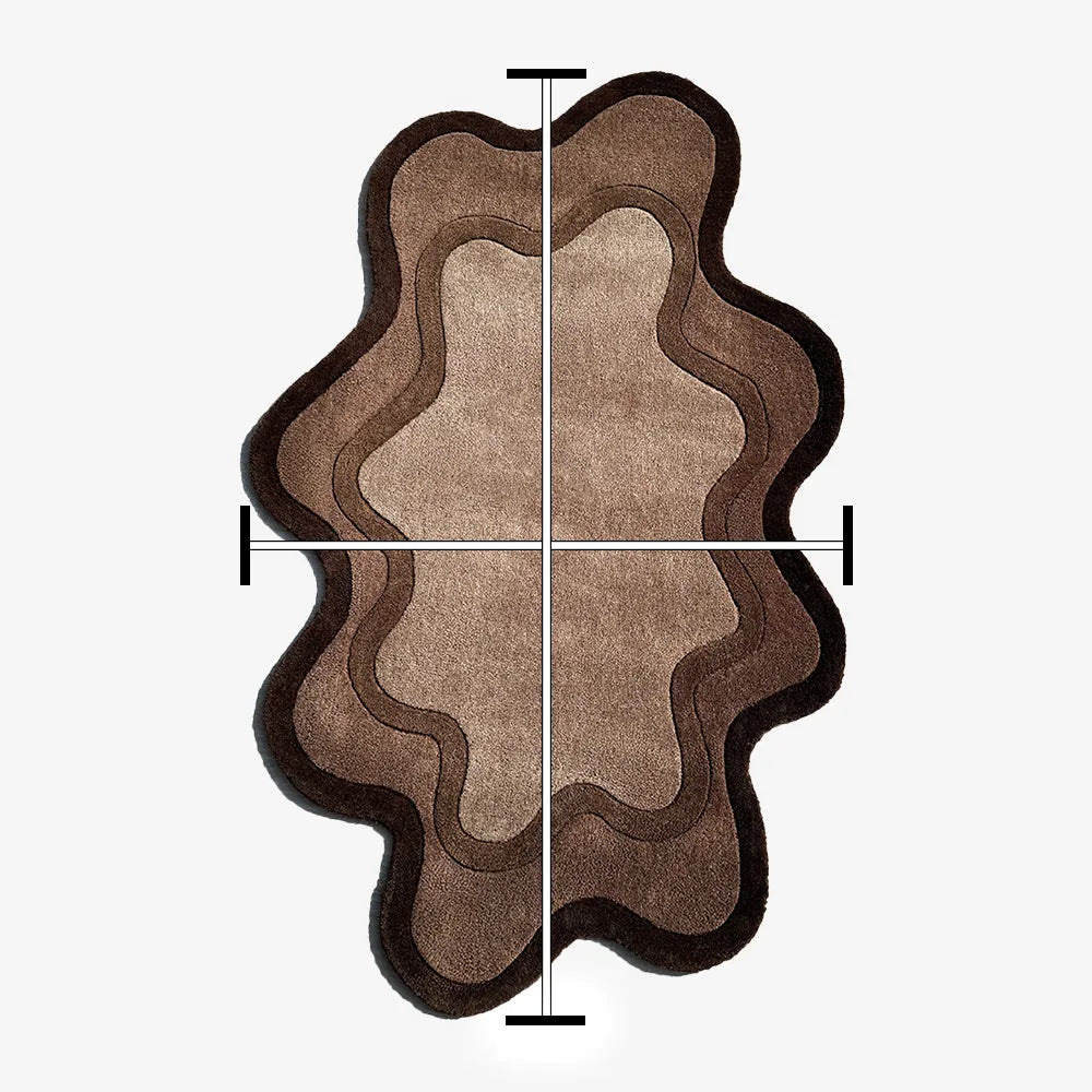 jubi puddle tufted organic shaped rug measurement markings