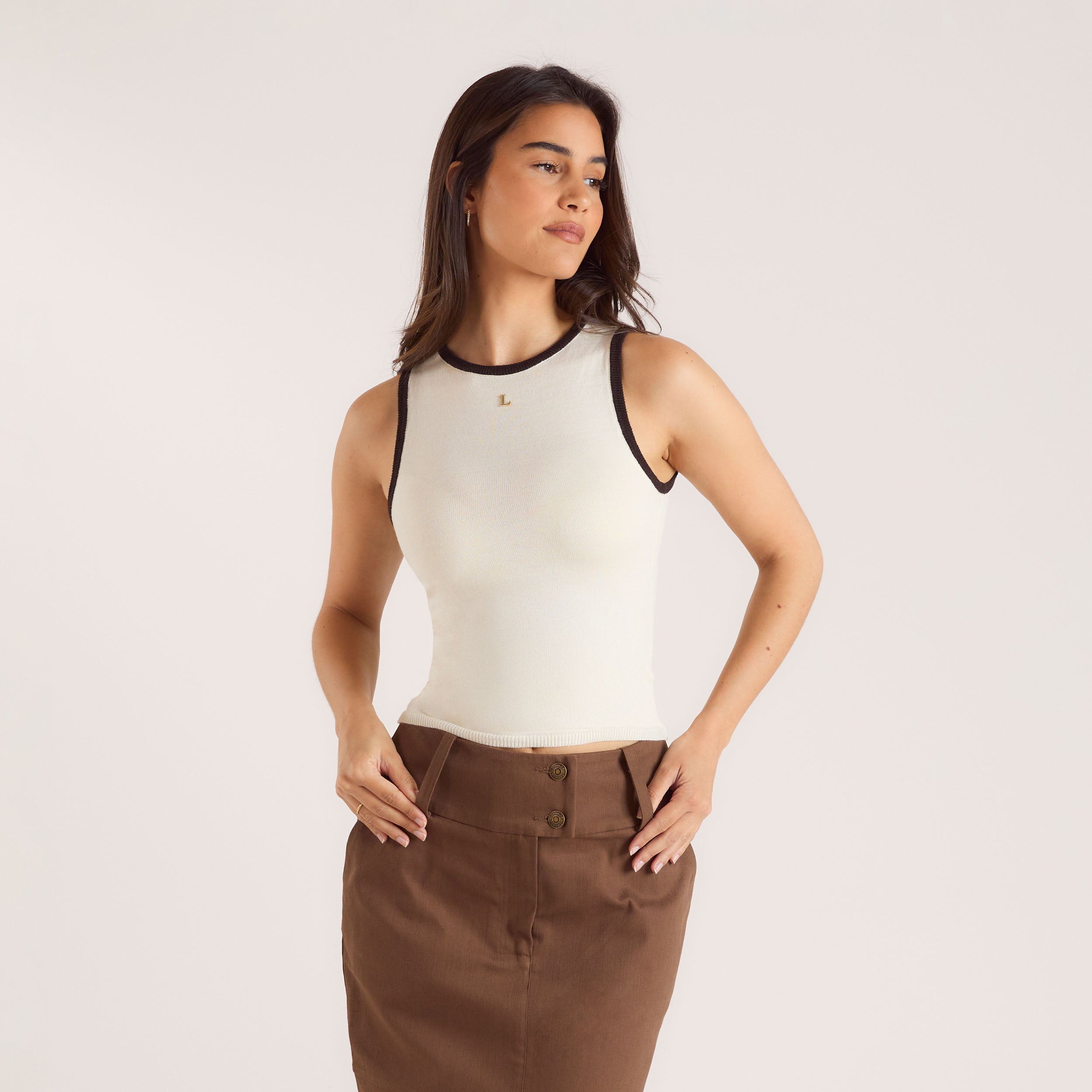 Knitted Vest Top - Off White、mySite、bengalsvssteelers