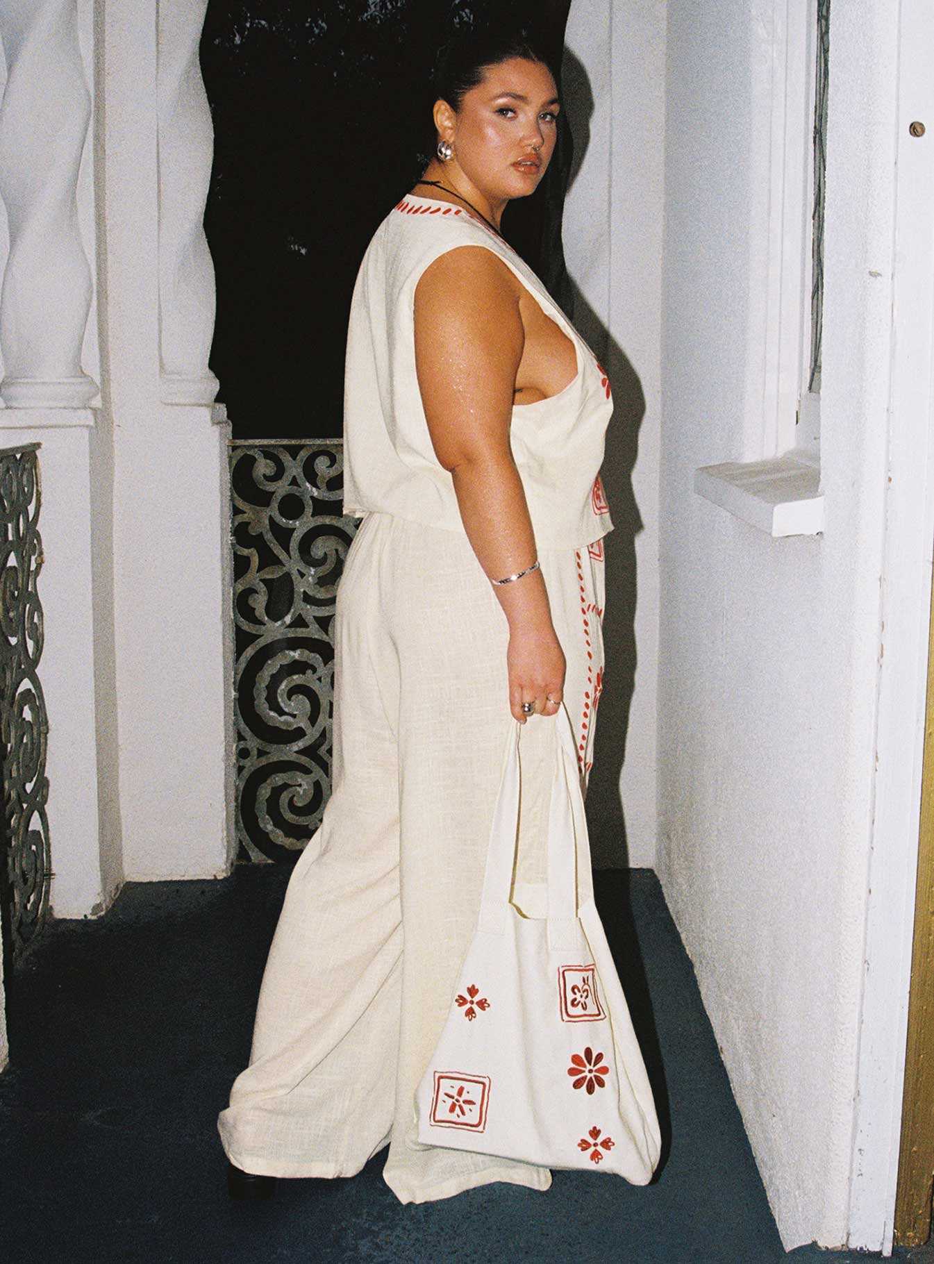 Grazia Pants Cream / Red Curve、mySite、solidvoid