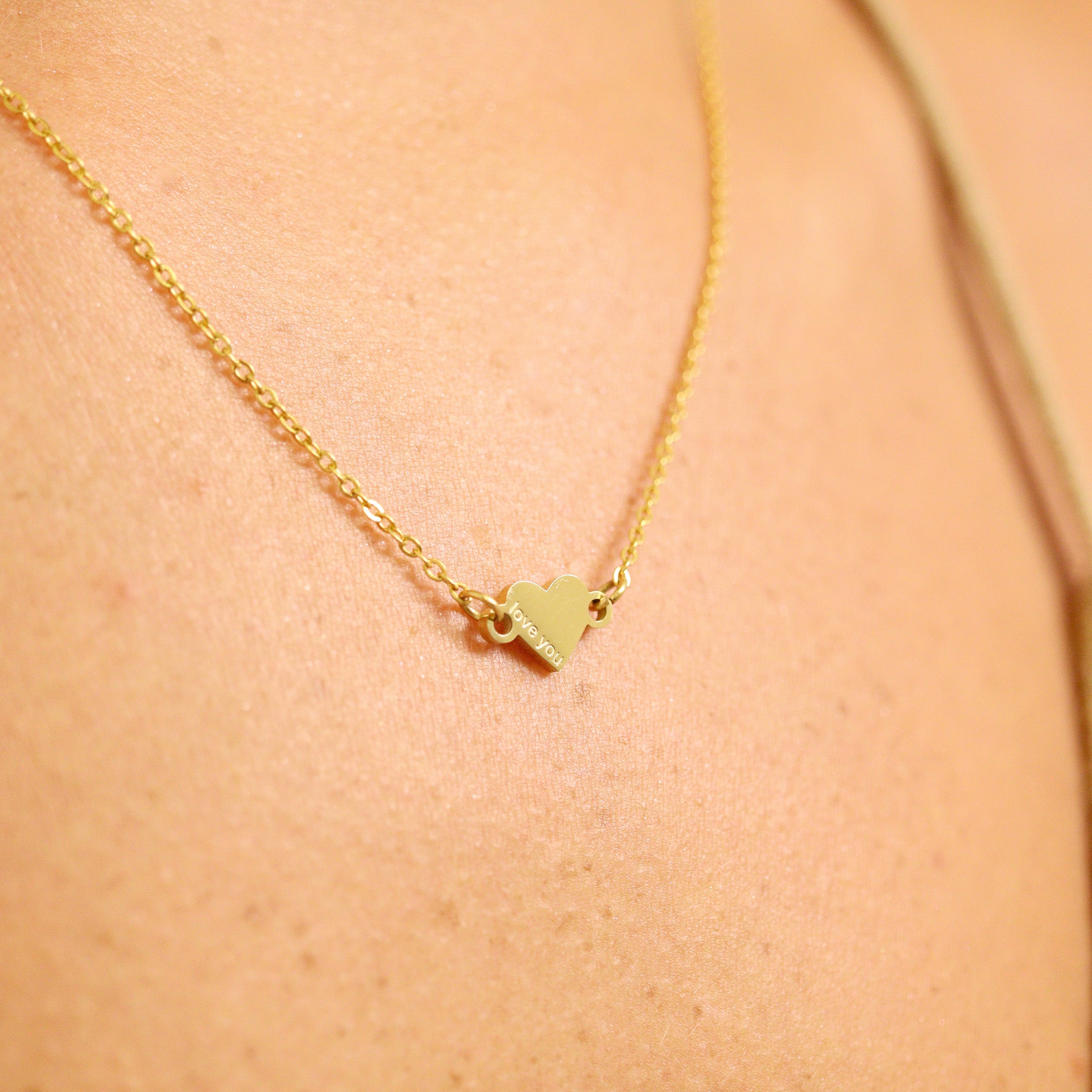 18K Gold PVD Stainless Steel Love You Heart Charm Connector / PDL0051、mySite、dreamappss