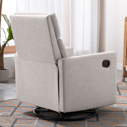 Modern Upholstered Rocker Nursery Chair Plush Seating Glider Swivel Recliner Chair, Gray、、casual