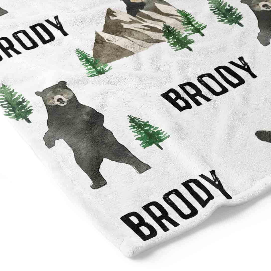  Brody's Bear & Mountain Personalized Toddler Blanket、mySite、layawaytickets