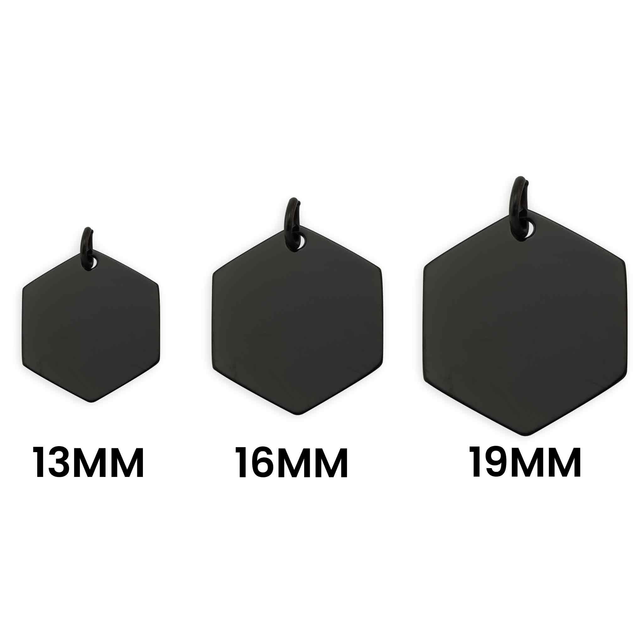 Black Stainless Steel Blank Hexagon Pendant / SBB0234、mySite、dreamappss