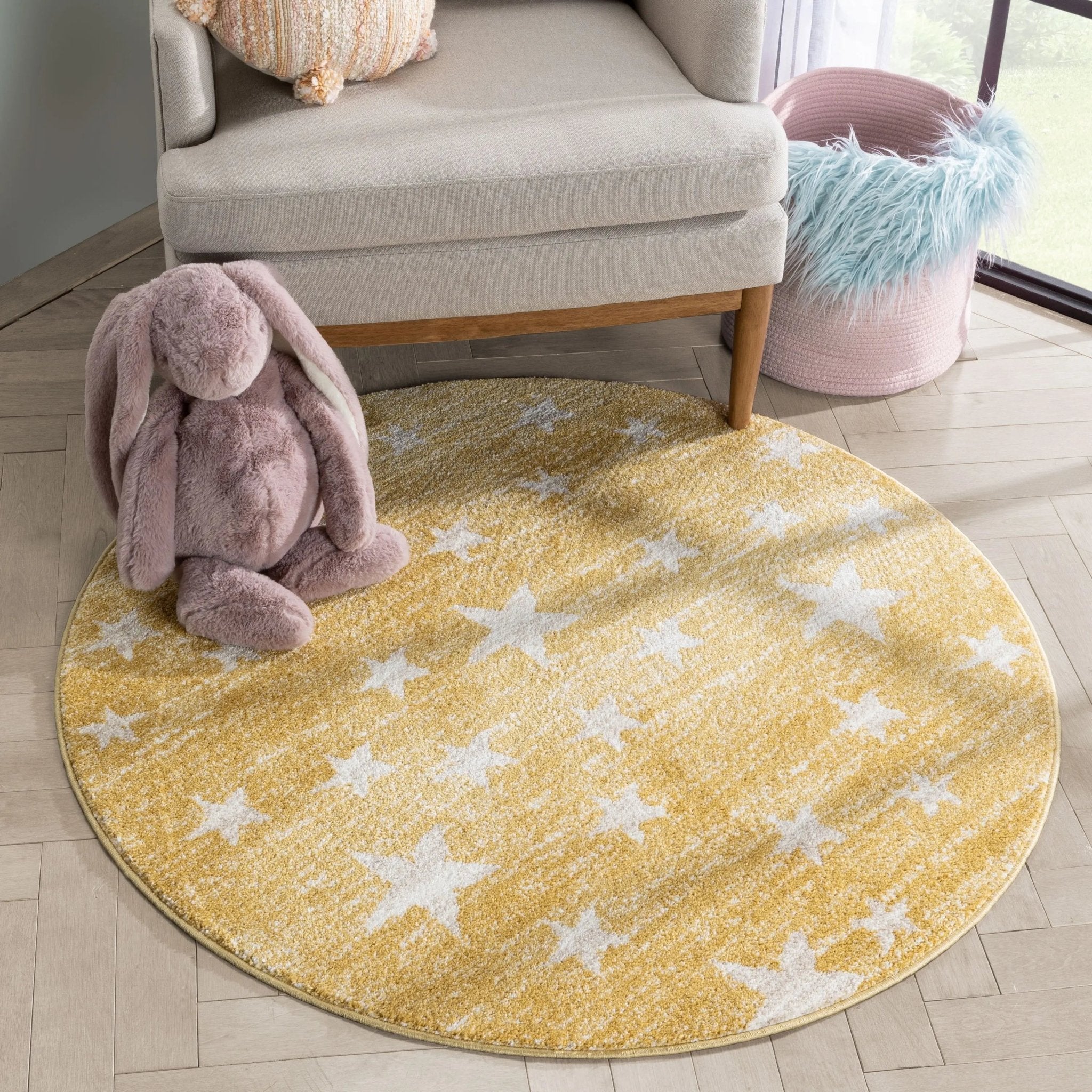 Stars Modern Geometric Yellow Kids Rug、mySite、gigharbornorthrealestate