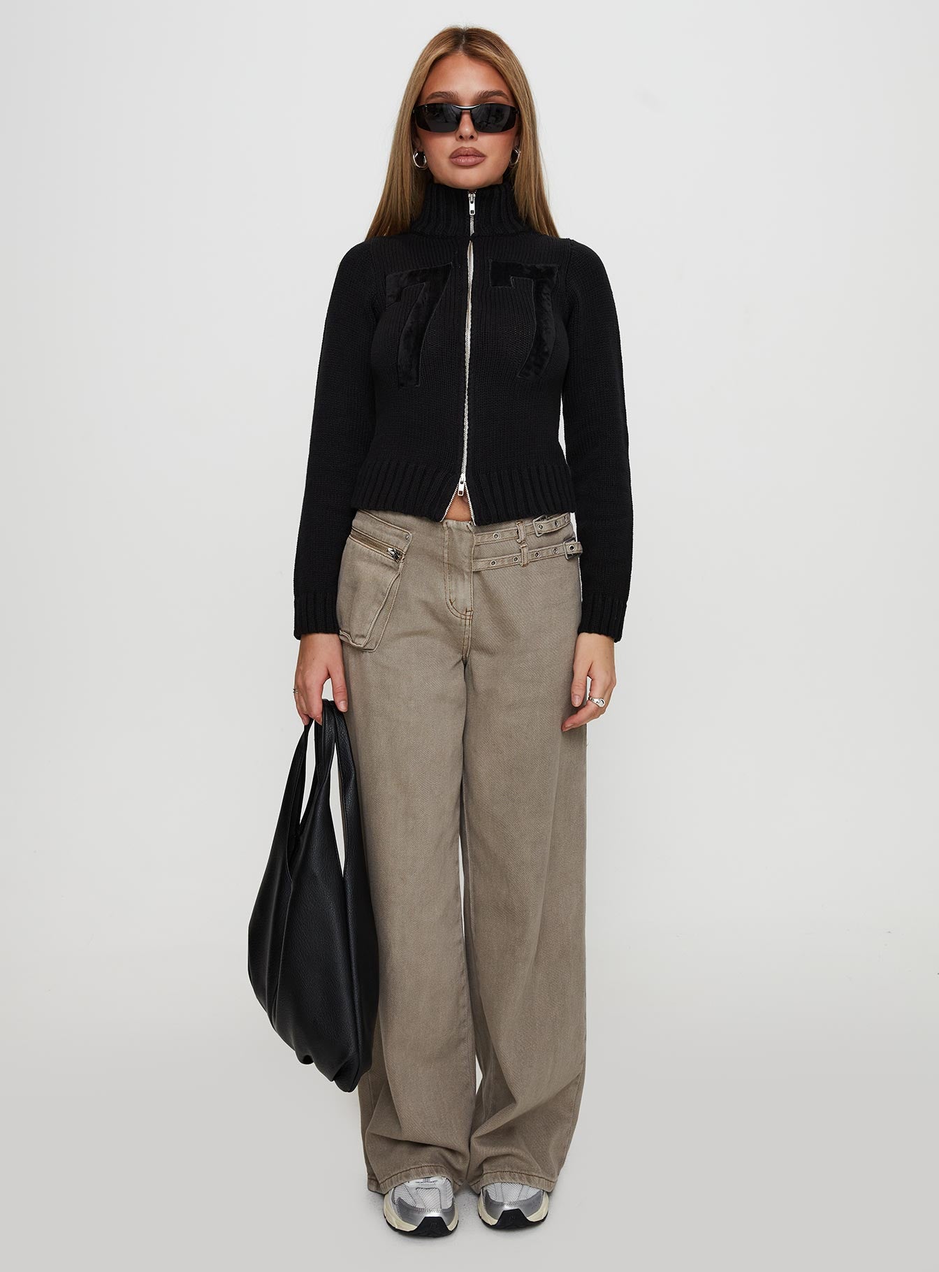 Nylah Zip Up Knit Jacket Black、mySite、solidvoid