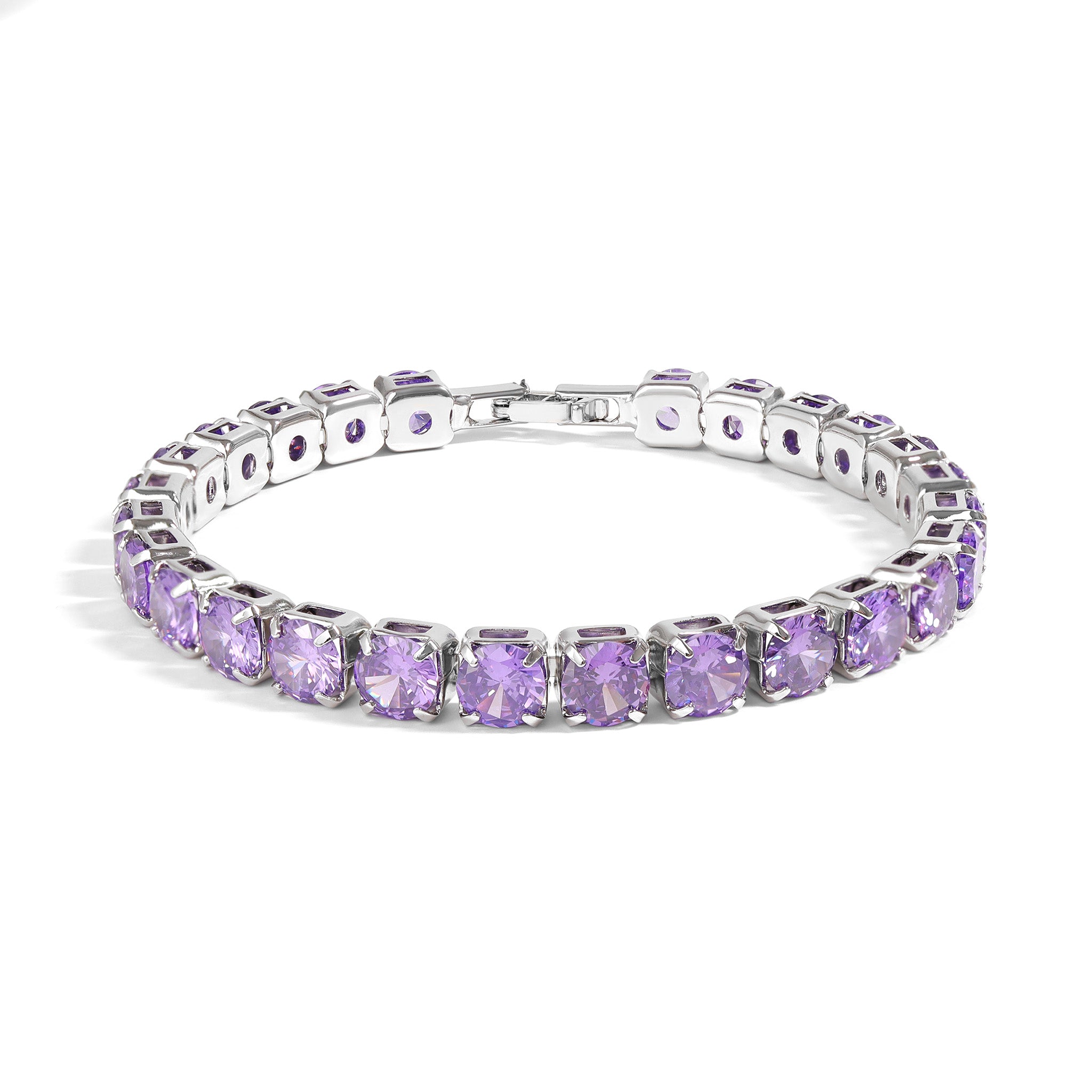 White Gold Over Brass Purple CZ Fashion Bracelet / FBL0002、mySite、dreamappss