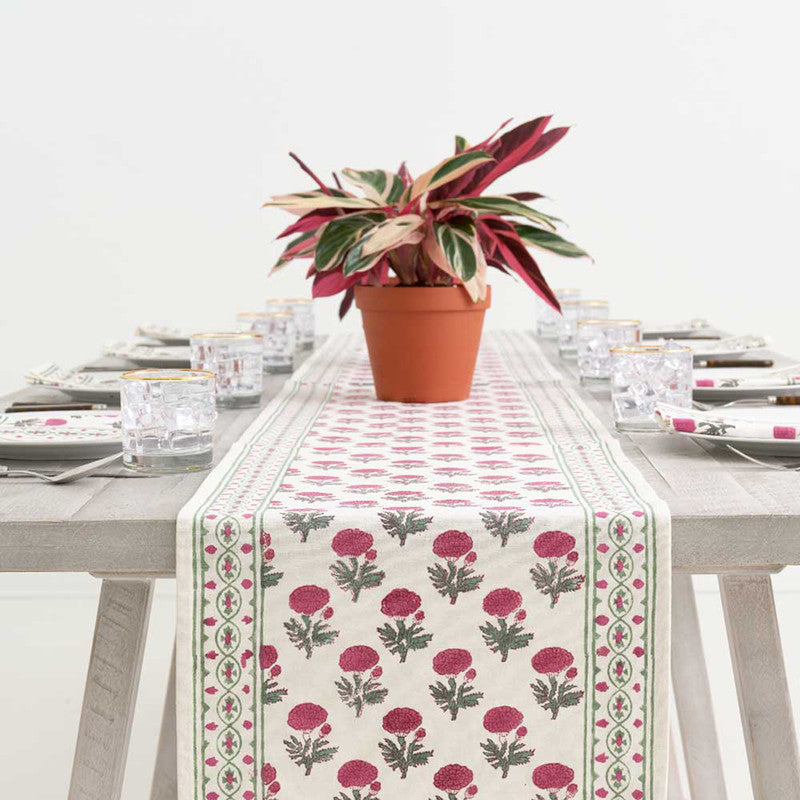 Cotton Printed Table Runner | Red | 183 x 35 cm、mySite、camillekostekn