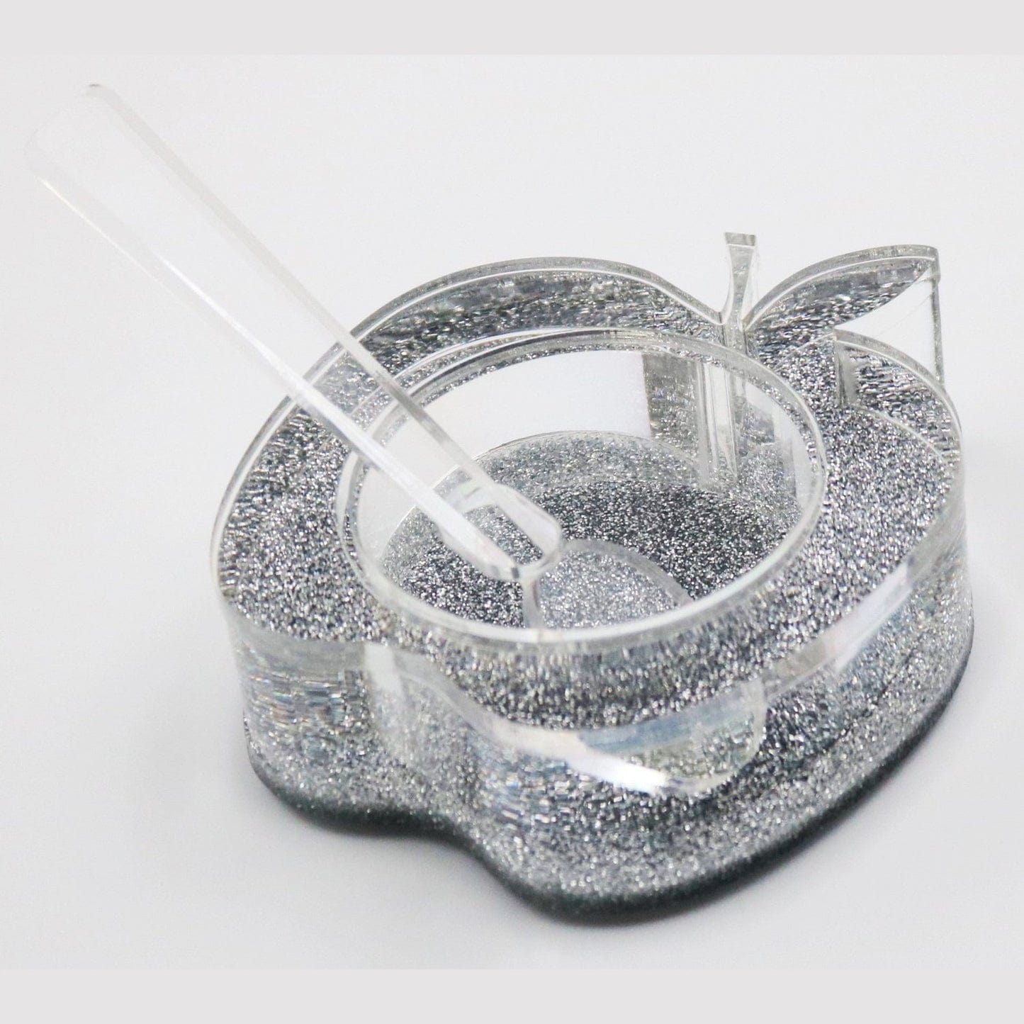 Lucite Apple-Shaped Honey Dish - Silver Glitter、mySite、topwebapps