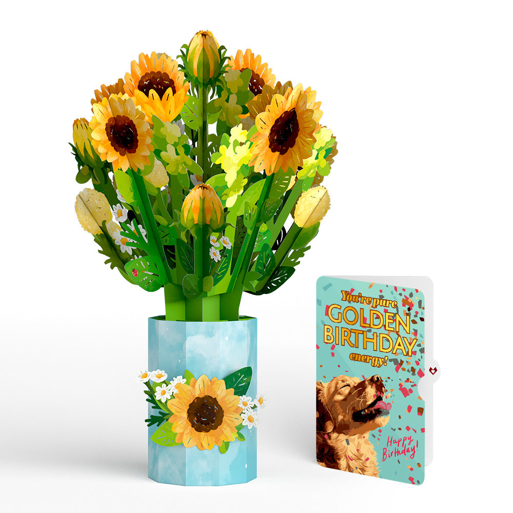 Sunflower Blooms Birthday Bouquet and Golden Energy Sentiment Set、mySite、solidvoid